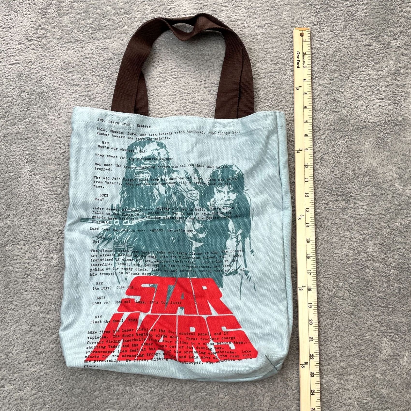 Vintage Loungefly Star Wars Blue Canvas Tote Handbag Han Solo Chewbacca Script Bag Size ONE SIZE - 7 Thumbnail