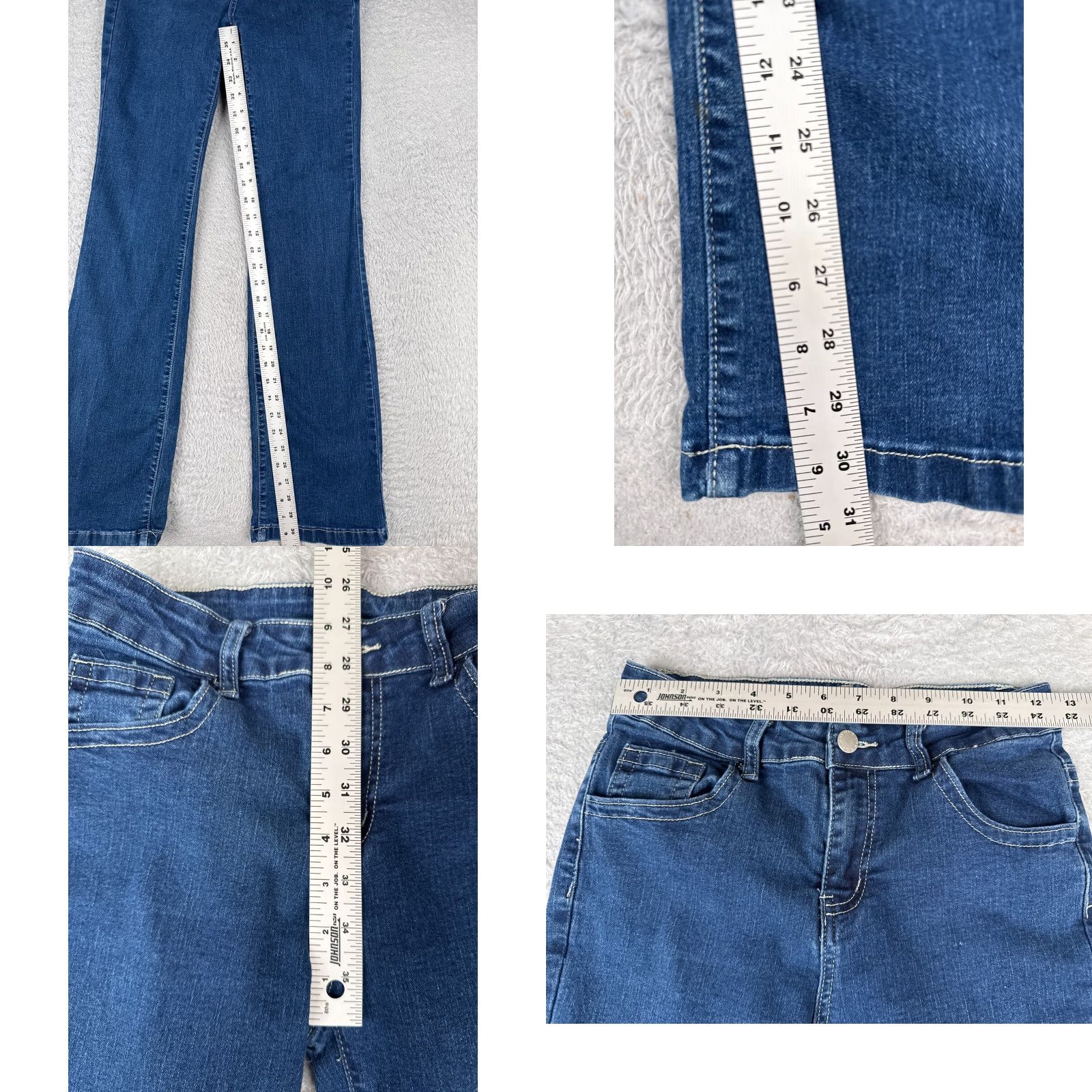 Shein Shein Jeans Women Bootcut 26 Blue Denim Embroidered Mid Rise 26x31 Slim Stretch Distressed Cotton Blend Size 26" / US 2 / IT 38 - 8 Thumbnail