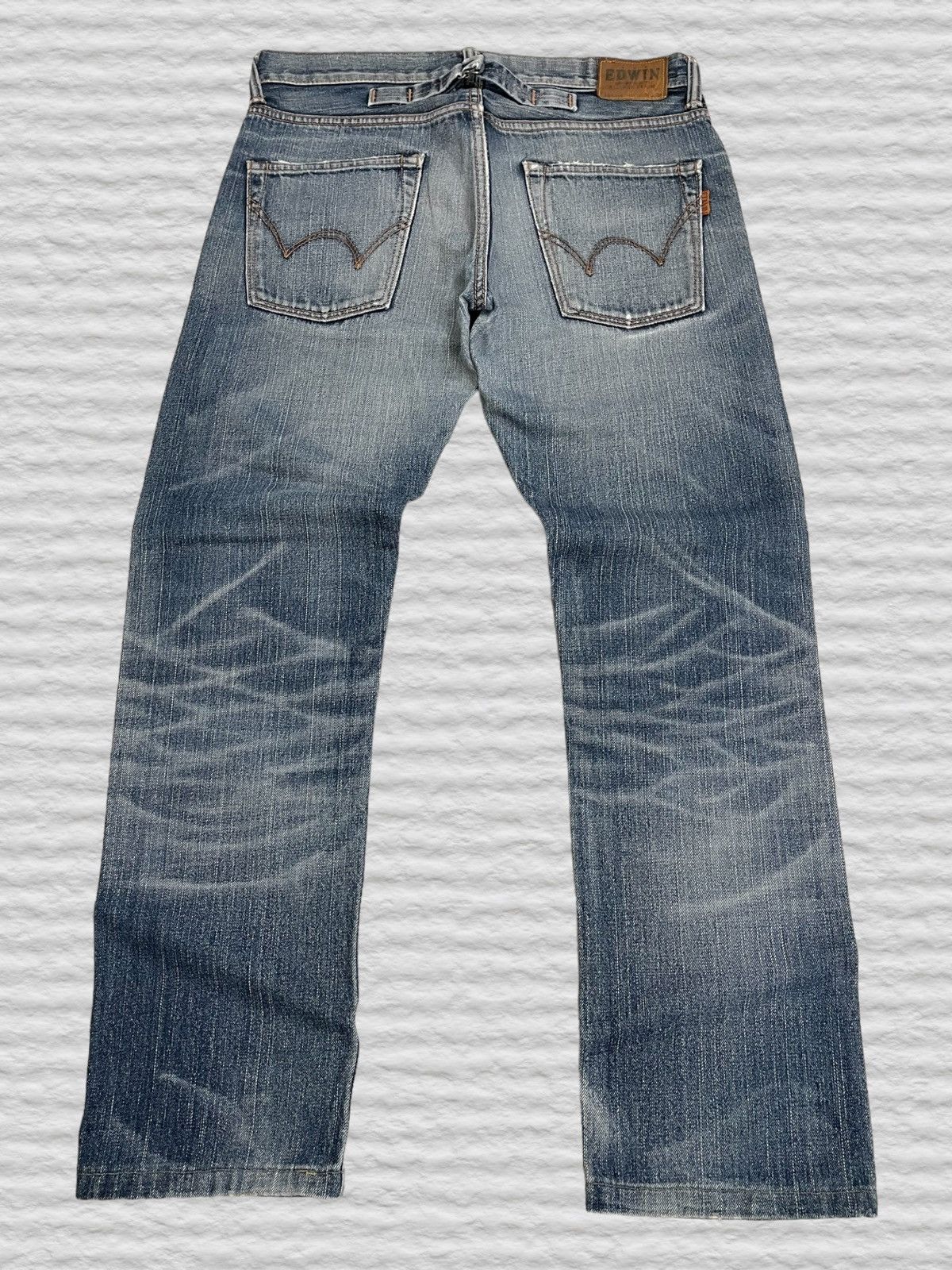 Edwin Edwin 505 Selvedge Buckle Back Whisker Distress Denim A13 Size US 32 / EU 48 - 1 Thumbnail