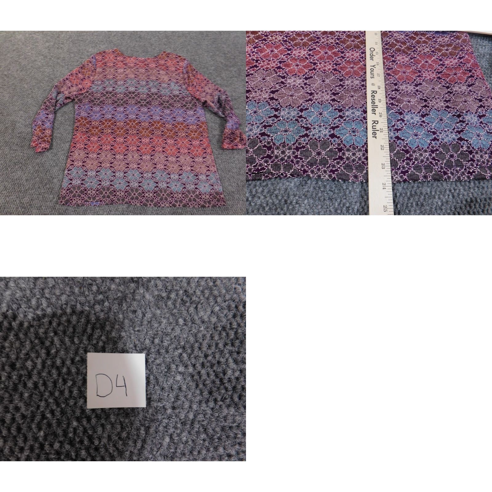 JM Collection JM Collection Blouse Shirt Womens L Purple Geometric Crew Neck Pullover Cap Sleeve Polyester Spandex Rayon Casual Basic Stretch Vintage: No 18-12-23 Size L / US 10 / IT 46 - 8 Thumbnail