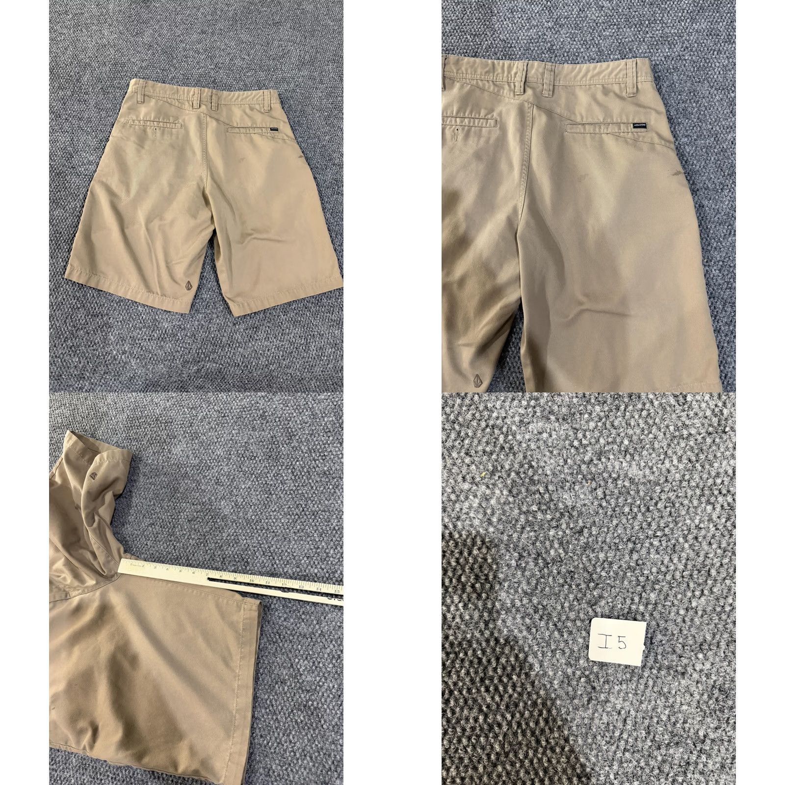 Volcom Volcom Shorts Mens 33 Chino Casual 11 Inch Beige Stretch Flat Front Pockets Cotton Polyester Spandex Canvas Summer Casual Mens Bedrock Slate Logo Size US 33 - 8 Thumbnail