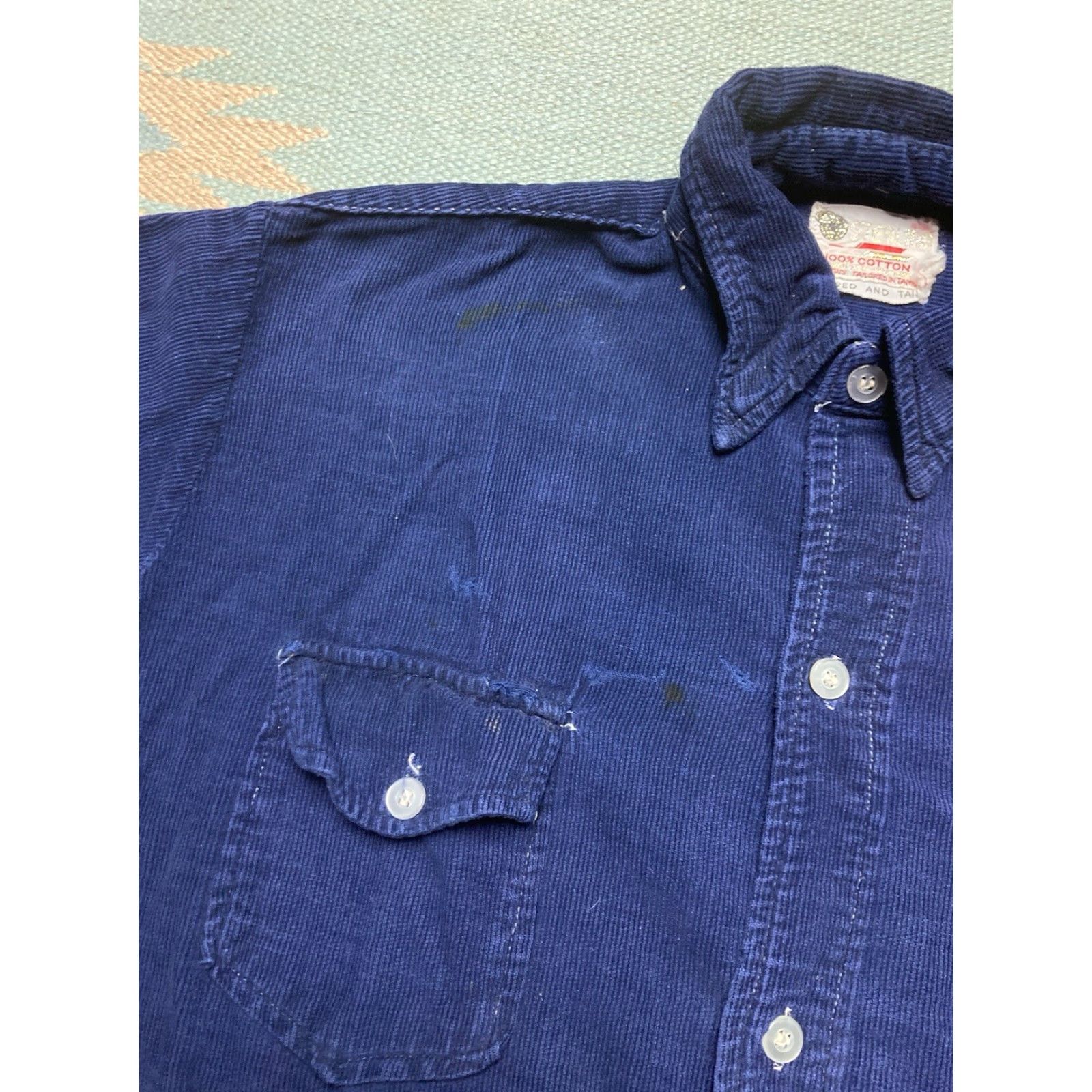 Vintage VINTAGE 70s Corduroy Button-Up Shirt Long Sleeve Navy Blue Cotton Medium Mens Size US M / EU 48-50 / 2 - 5 Thumbnail