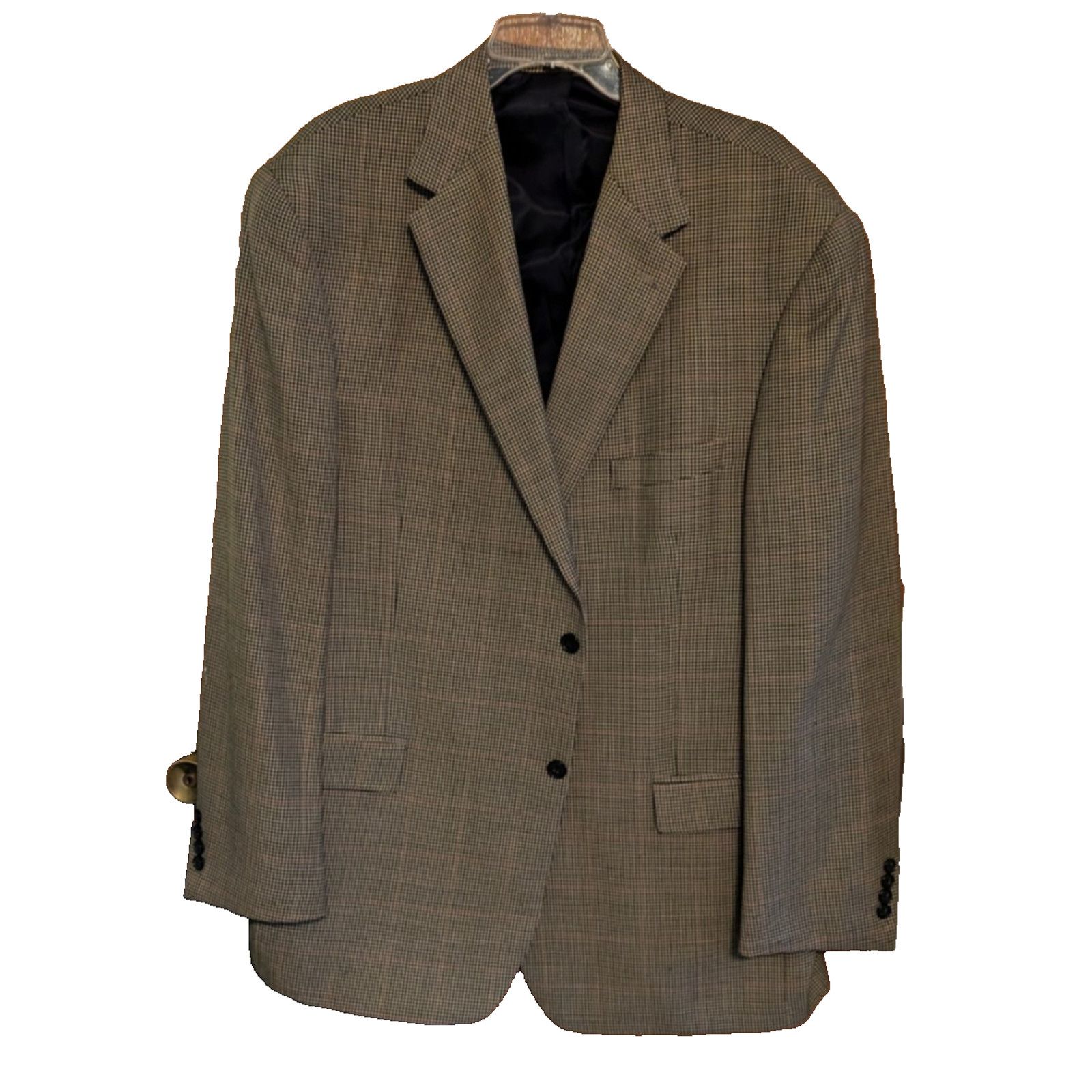 Vintage Ruffini Sport Coat Jacket Mens 48L Wool Brown Beige Plaid Size 48L - 2 Thumbnail