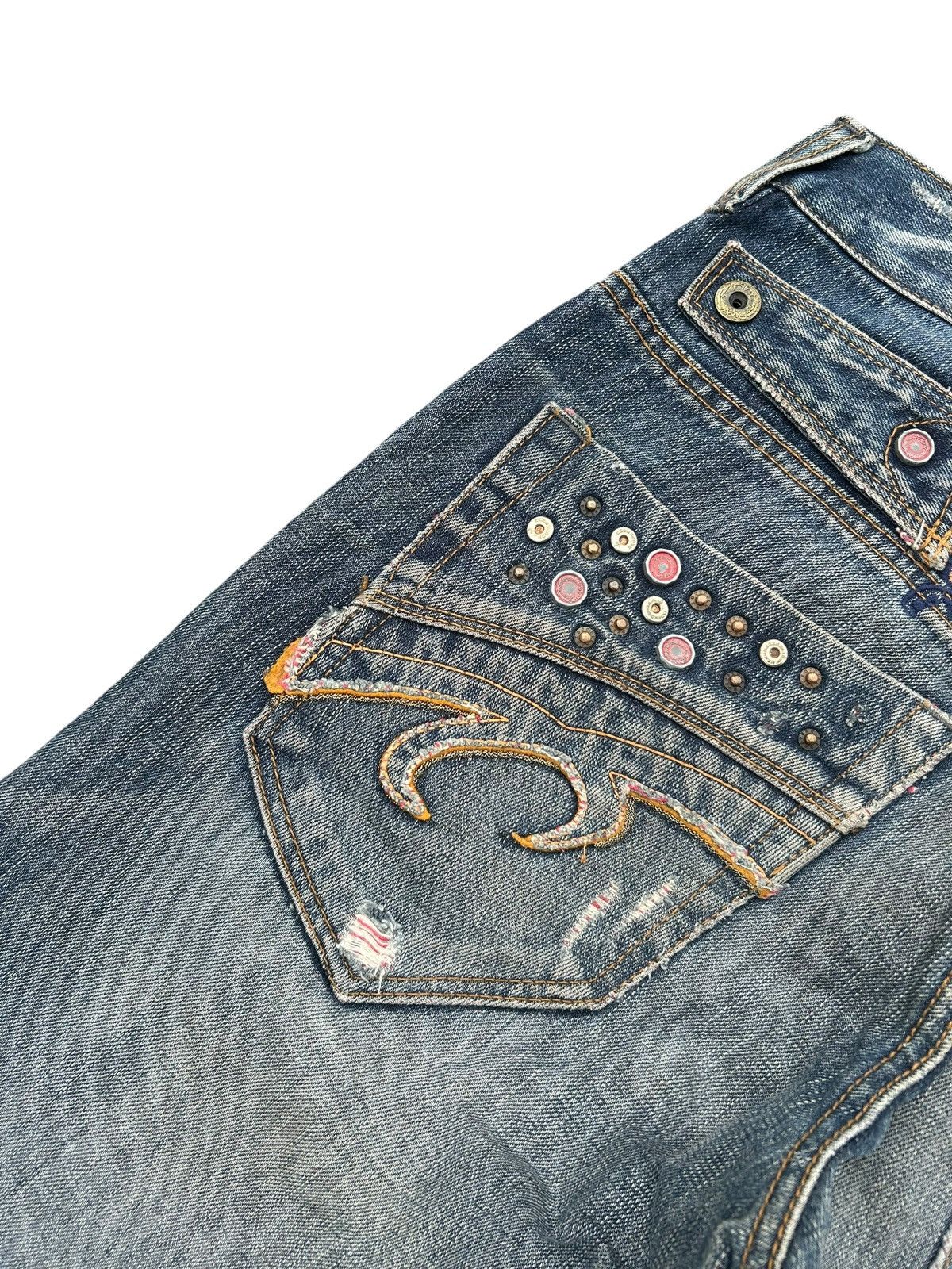 If Six Was Nine Flare Red Pepper Japanese Punk Bondage Distressed Denim Jean Size US 32 / EU 48 - 13 Thumbnail