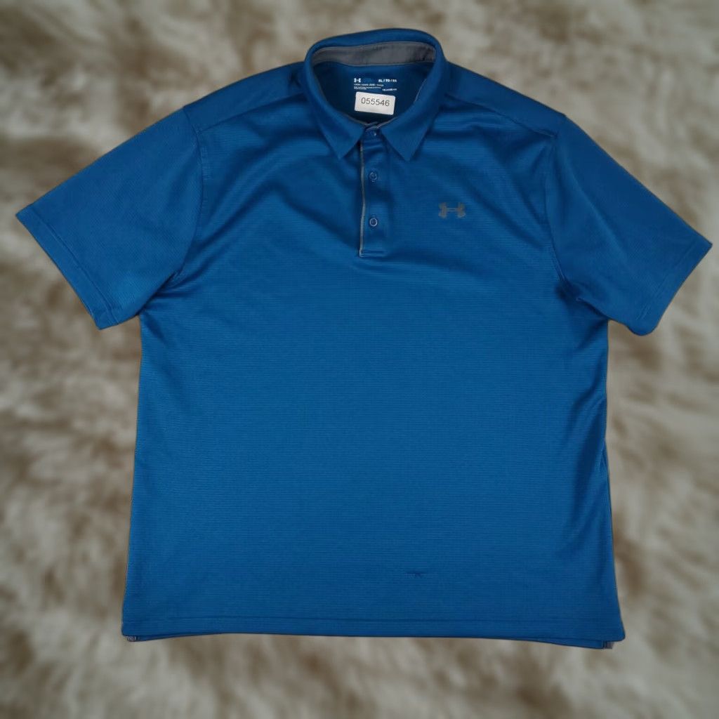 Under Armour Under Armour Polo Shirt Mens XL Blue Golf Casual Short Sleeve Polo Men XL Blue Logo Pattern Solid Casual Athletic Shirt Size US XL / EU 56 / 4 - 1 Thumbnail