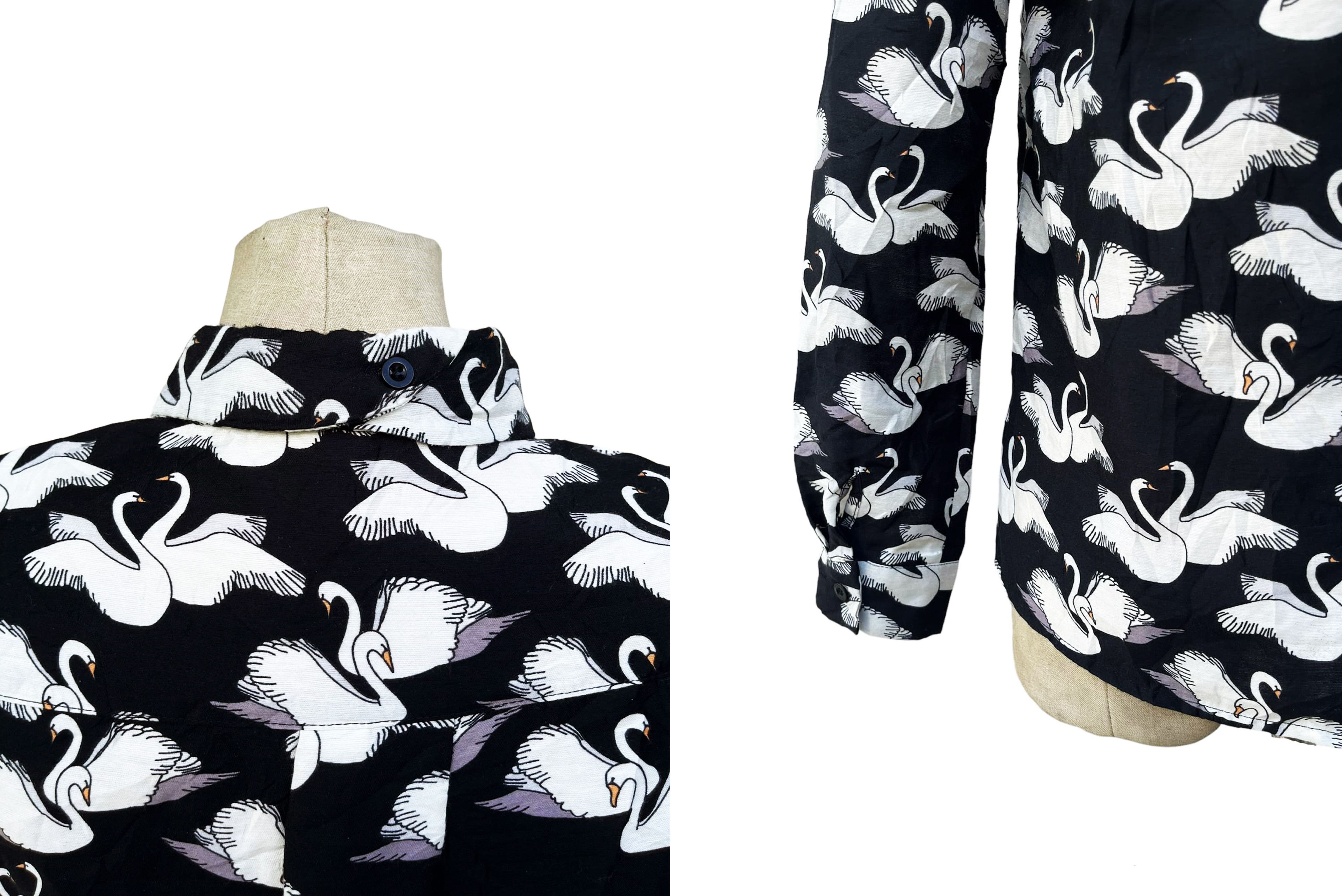 Vintage Japanese Vintage Retro SWANS Printed collar button up shirt Size S / US 4 / IT 40 - 9 Thumbnail