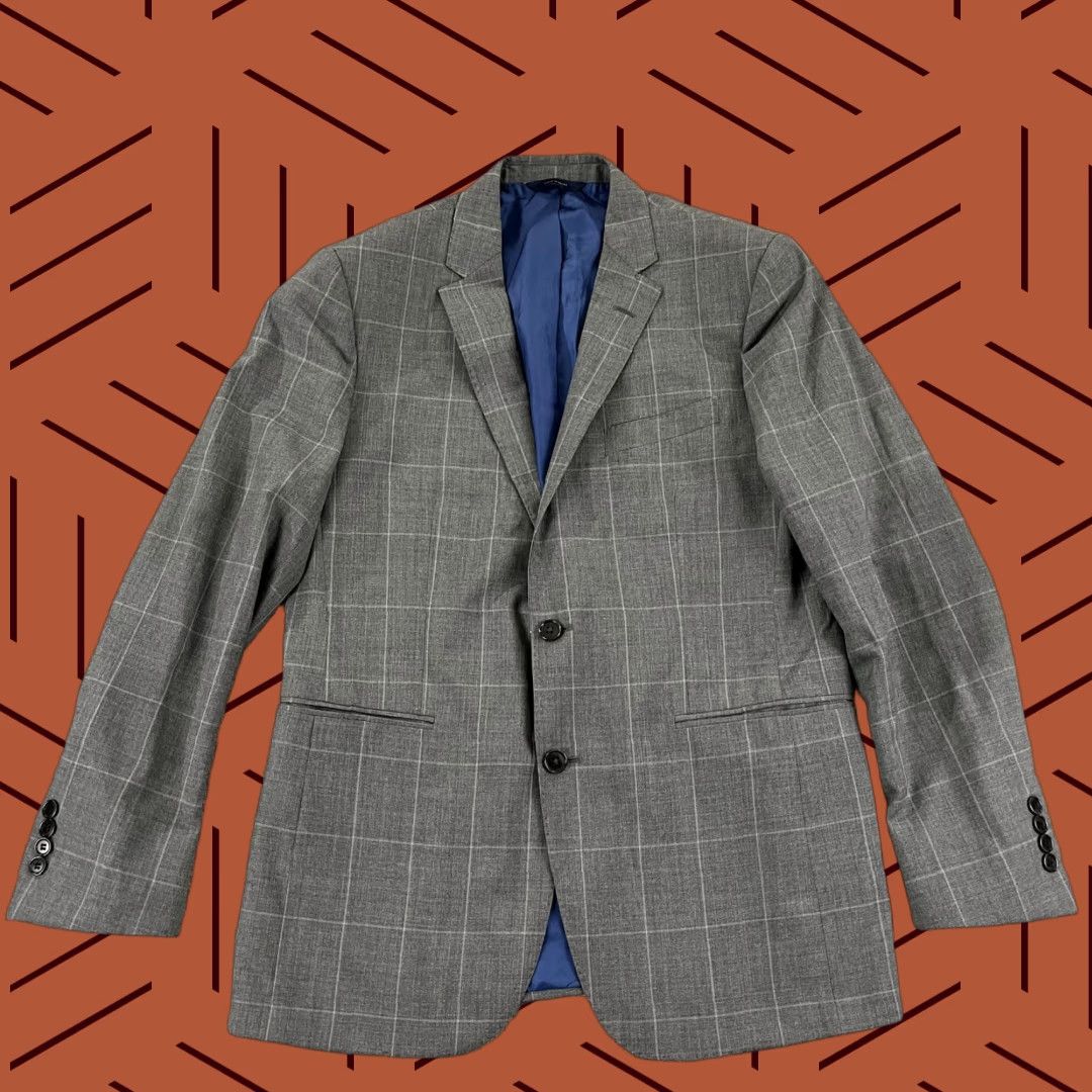 Brooks Brothers BROOKS BROTHERS Blazer Men 41R Gray Plaid Wool 2 Button Jacket Single-Breasted Regular Size 42R - 1 Thumbnail