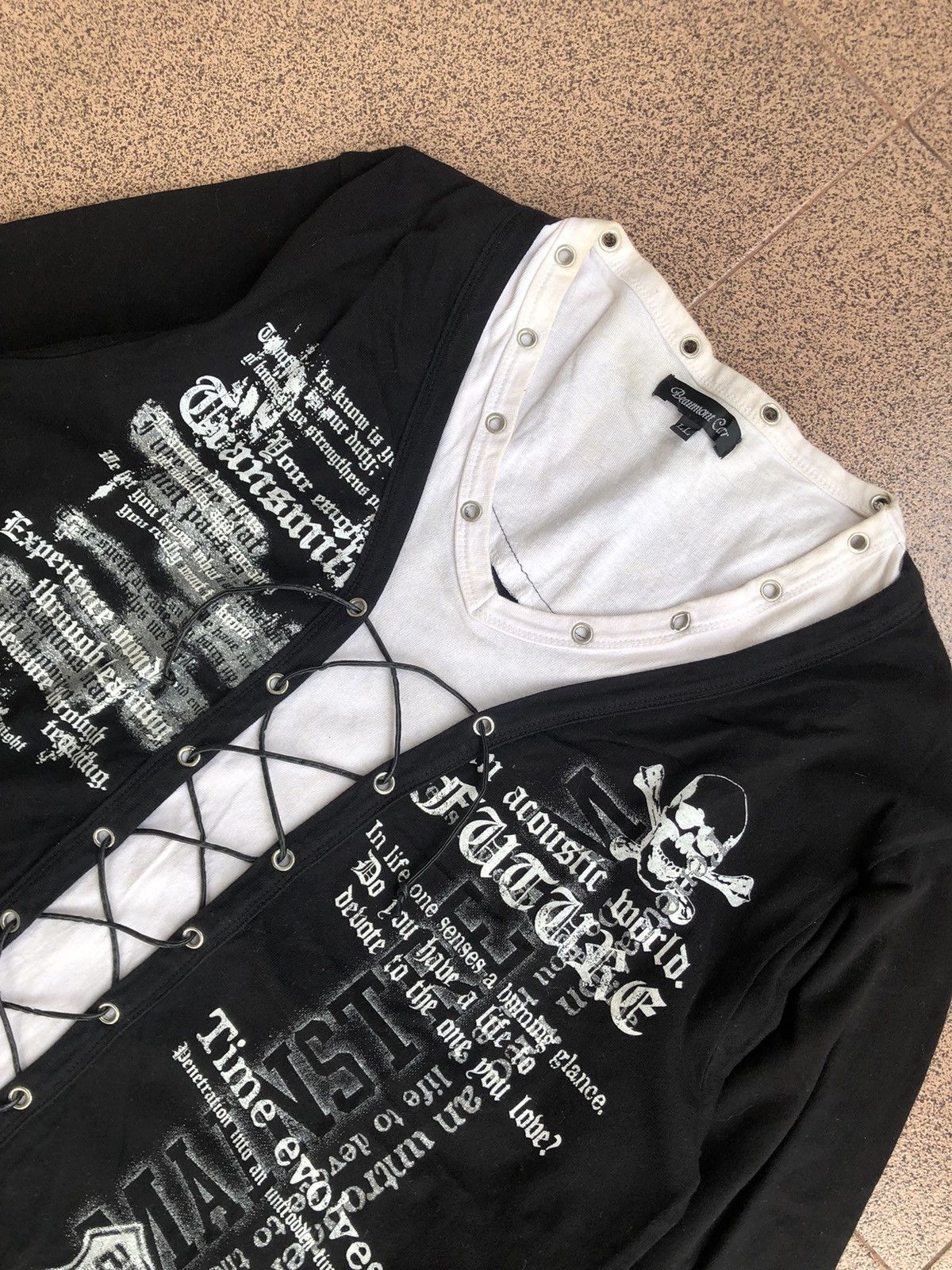 Japanese Brand Beaumont carr lace up poem words double layer longsleeve Size US L / EU 52-54 / 3 - 3 Thumbnail