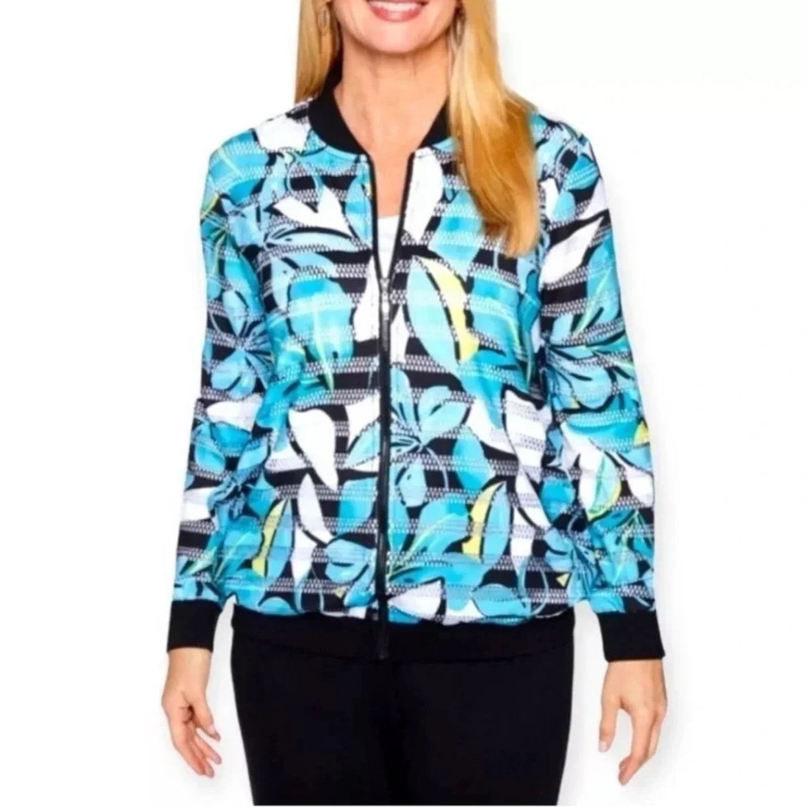 Other NWT Alfred Dunner Womens 18W Play Date Jacket Zip Front Size XXL / US 16-18 / IT 52-54 - 1 Thumbnail
