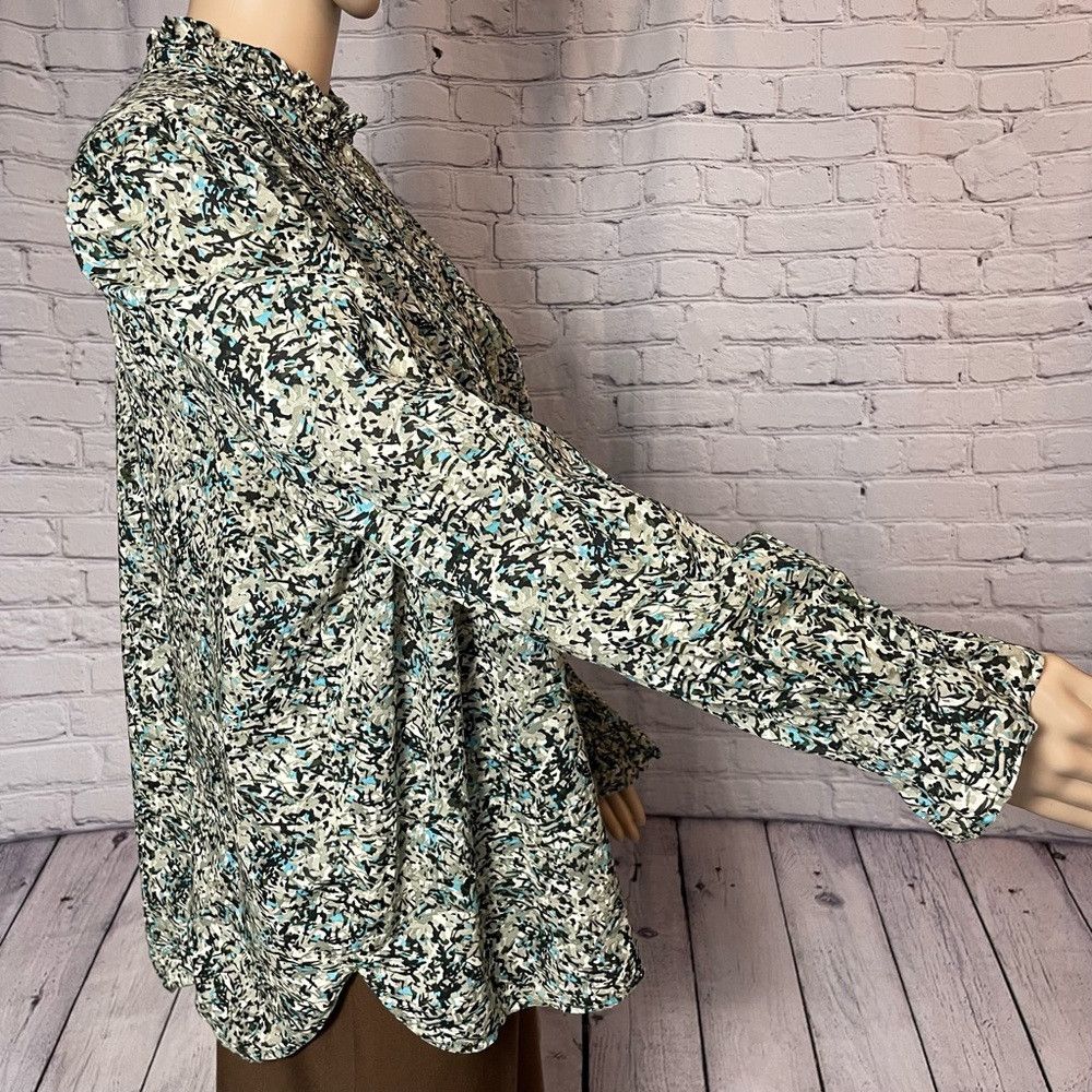 Loft Loft Floral Cotton Long Sleeve Mock Neck Blouse Size XL Size XL / US 12-14 / IT 48-50 - 4 Thumbnail