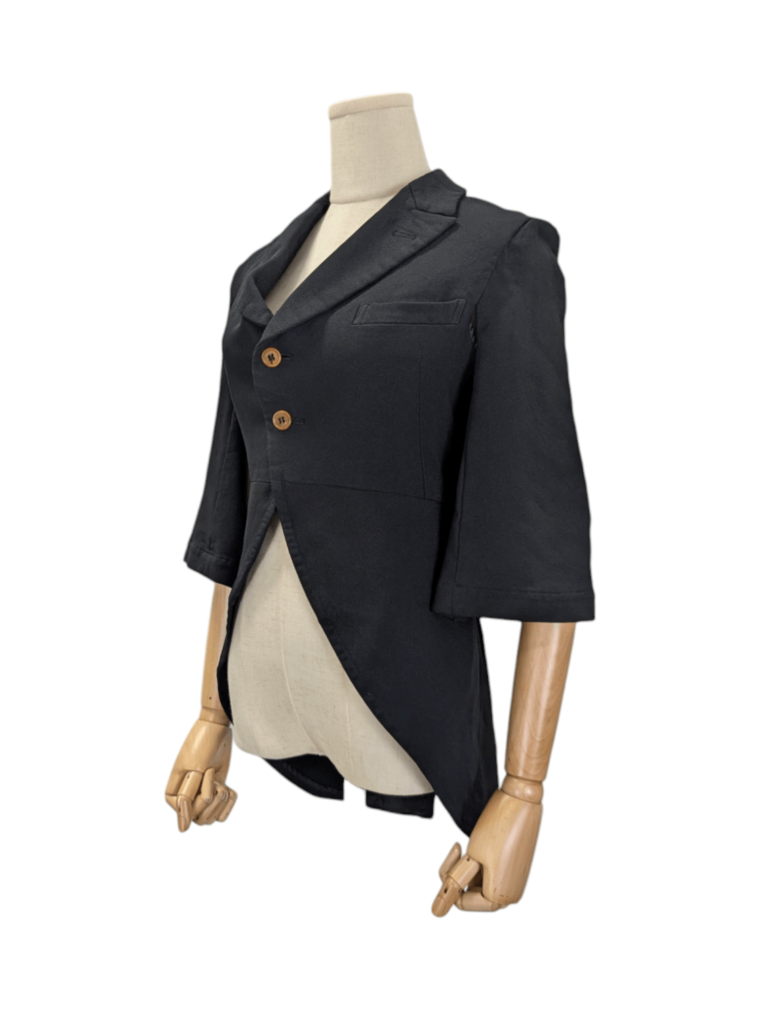 Comme des Garcons Black Mid Sleeved Cape Jacket With Sparrow Tail Back Size XS / US 0-2 / IT 36-38 - 3 Thumbnail