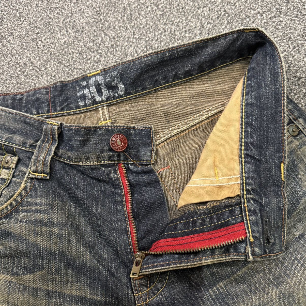If Six Was Nine 🔥 Vintage Special Flared 🌈 Stich Edwin Blue Trip Mud Denim Size US 30 / EU 46 - 14 Thumbnail