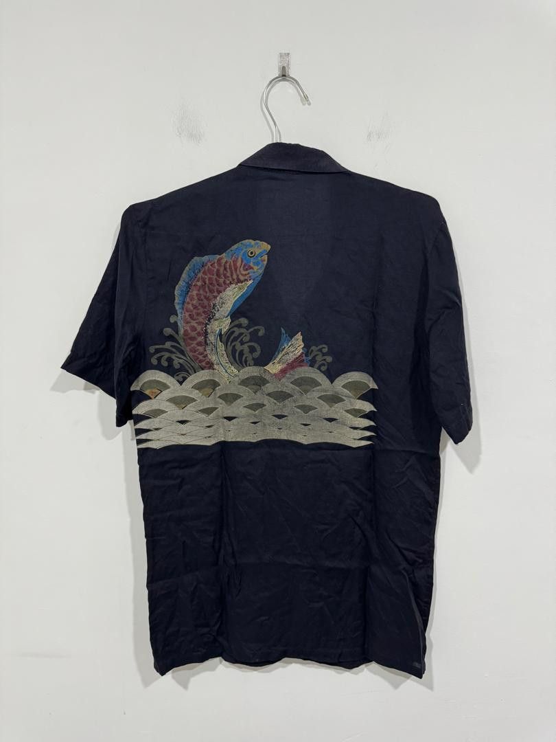 Valentino Vintage 80s Valentino Fish Motif Shirt Size US M / EU 48-50 / 2 - 4 Thumbnail