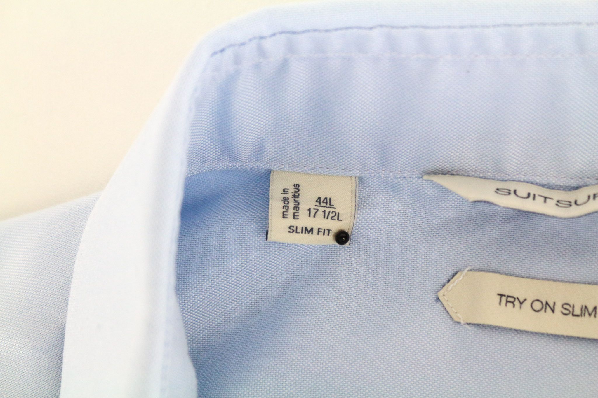 Suitsupply 44L/17 1/2L Slim Cotton Blue Twill Shirt 73596 Size US L / EU 52-54 / 3 - 5 Thumbnail