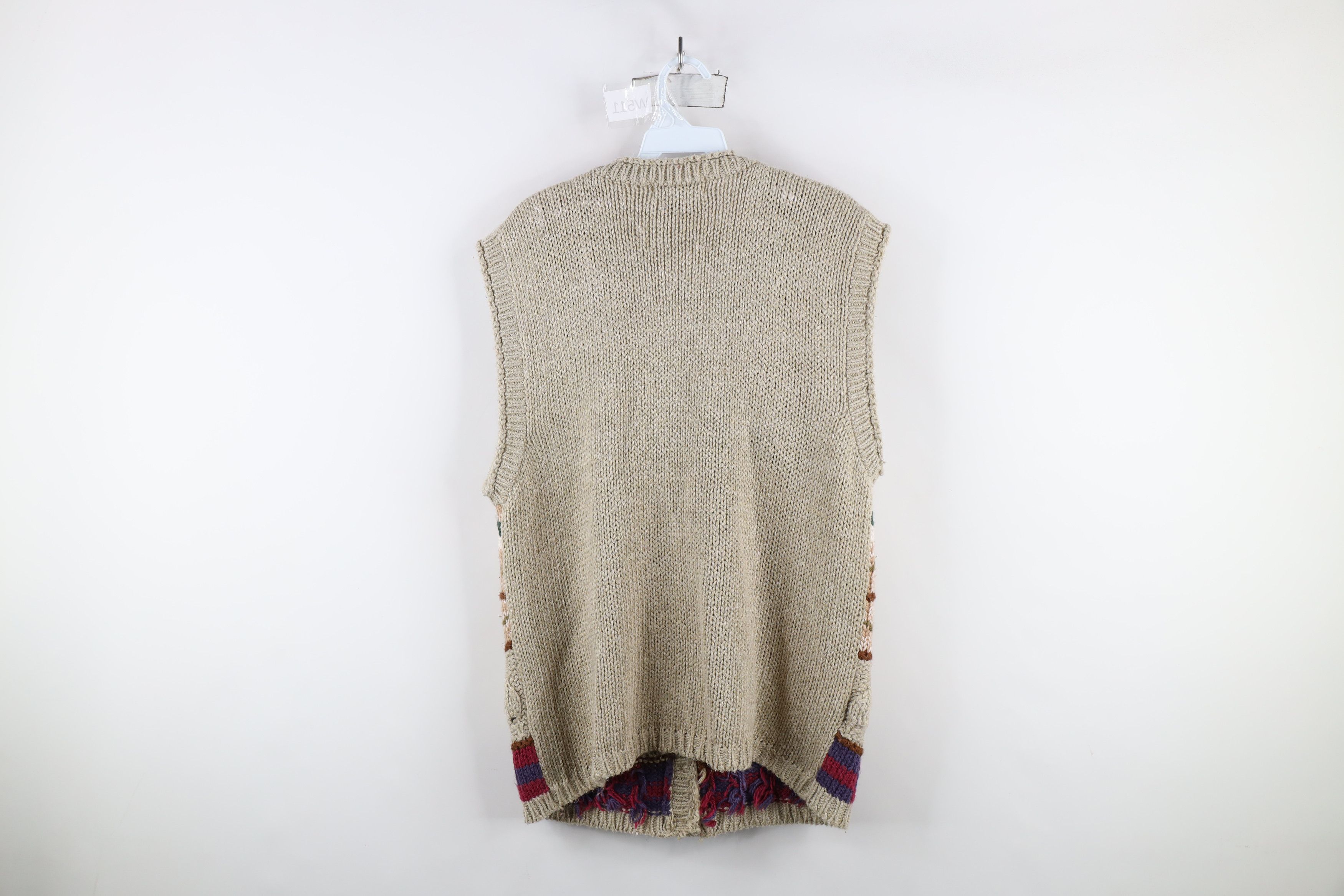 Vintage Vintage 90s Streetwear Flower Embroidered Knit Sweater Vest Size L / US 10 / IT 46 - 10 Thumbnail