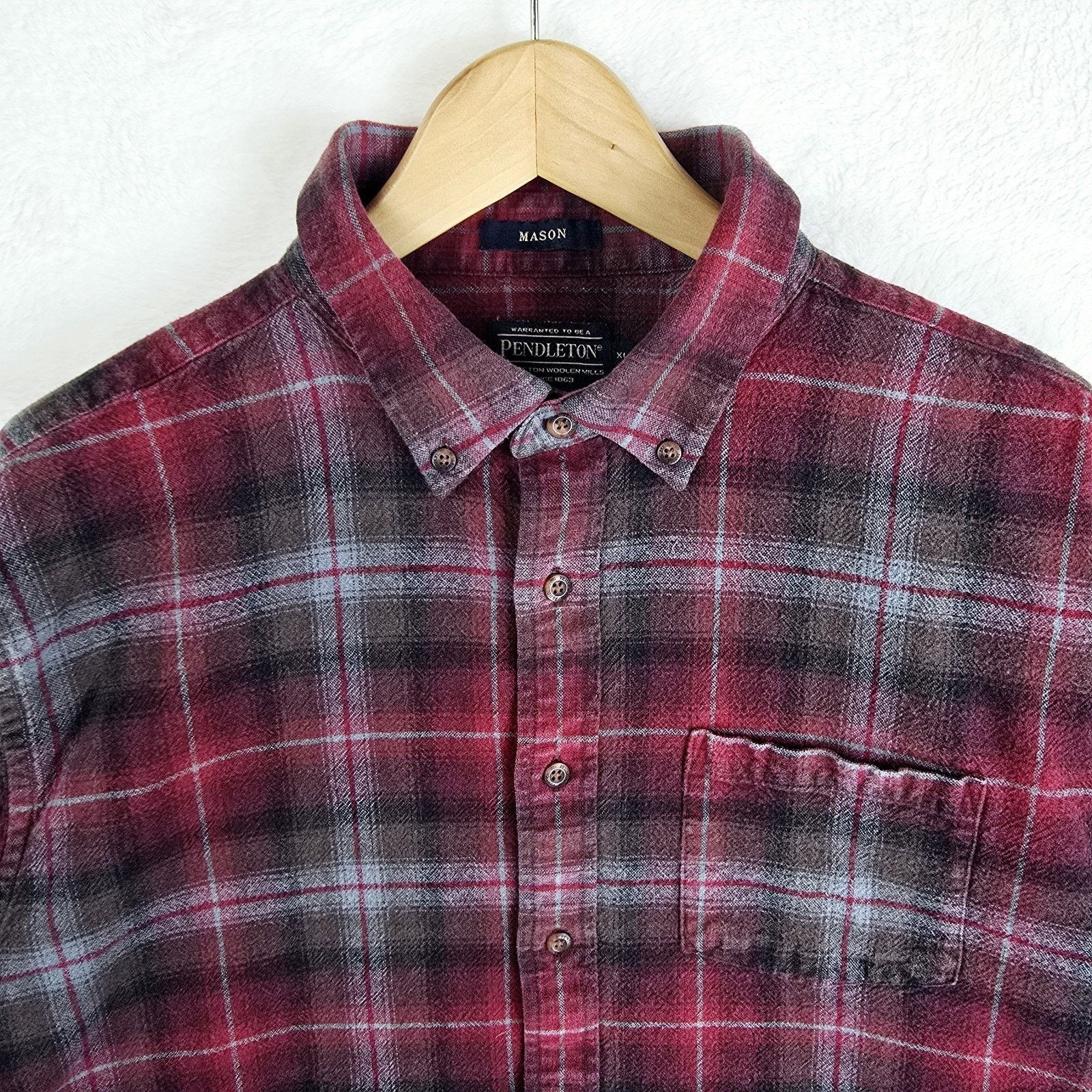 Pendleton Pendleton Mason Button Down Red Plaid Long Sleeve Shirt XL Size US XL / EU 56 / 4 - 3 Thumbnail
