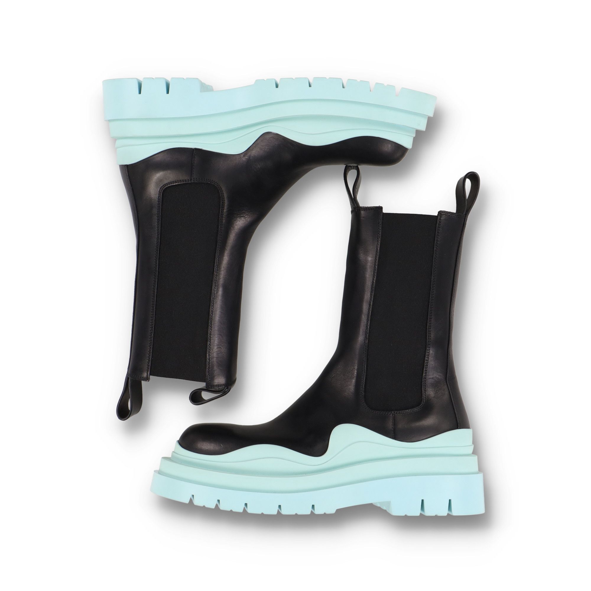 Bottega Veneta Black Pale Blue Tire Chelsea Boots Size US 7 / EU 40 - 7 Thumbnail