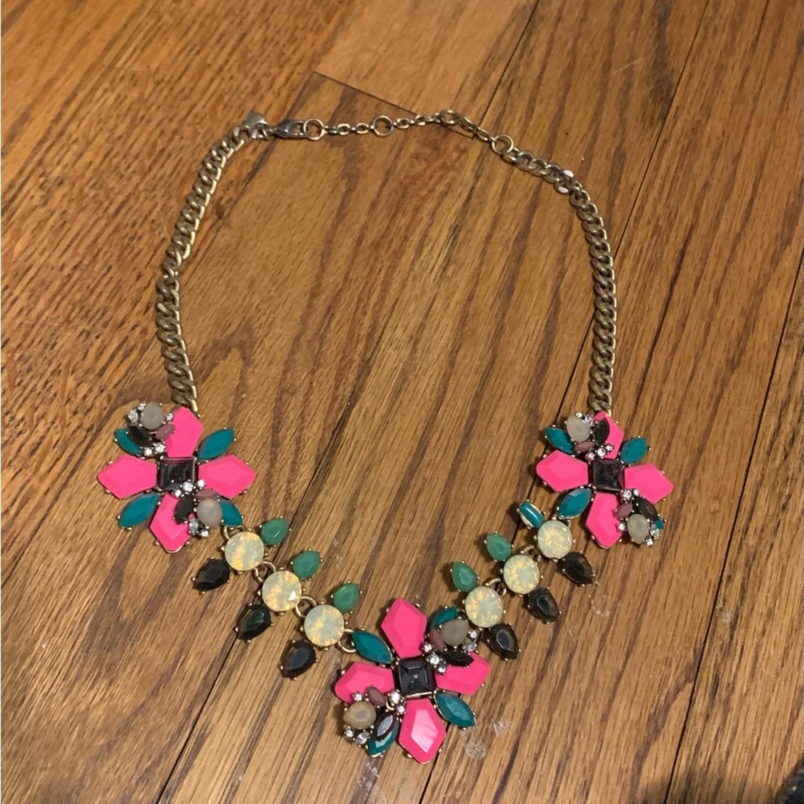 Designer Pink and Gold Floral Necklace with Symmetrical Design Size ONE SIZE - 1 Thumbnail