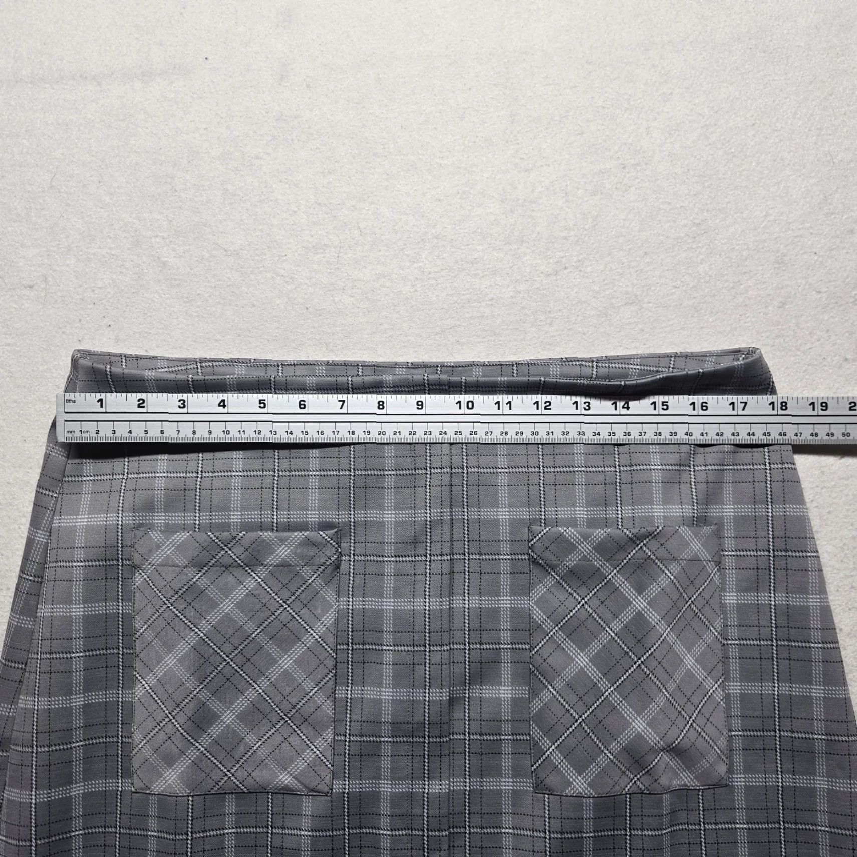 Vintage Philosophy Skirt Adult L Grey Plaid Elastic Waist Knee Length Pencil Straight & Pencil Womens Size 36" / US 14 / IT 50 - 3 Thumbnail