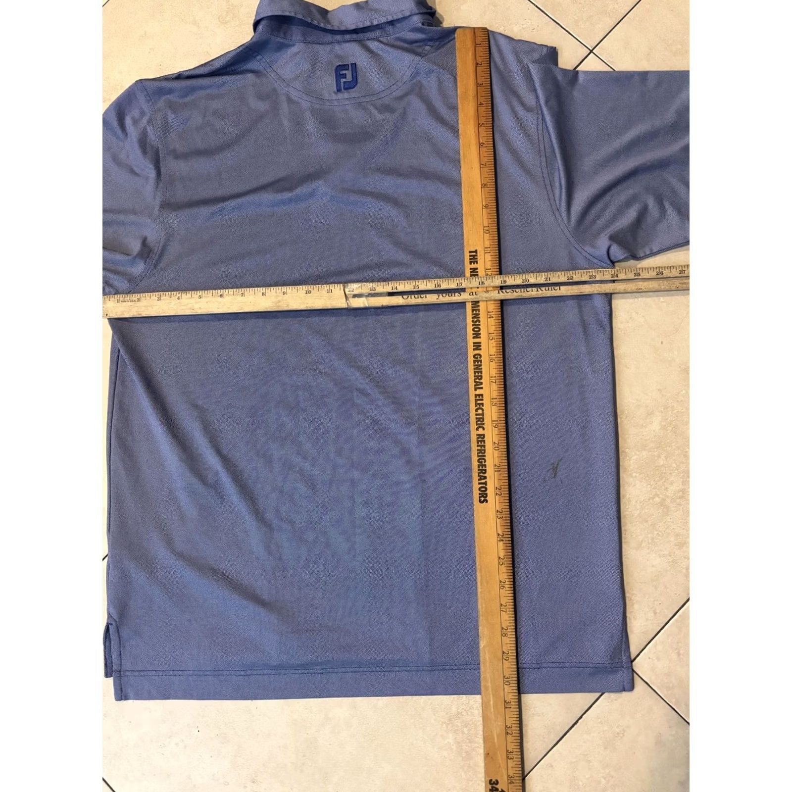 Footjoy FootJoy Golf Polo Shirt Mens Large Blue Geometric Knit Stretch Performance Size US L / EU 52-54 / 3 - 6 Thumbnail