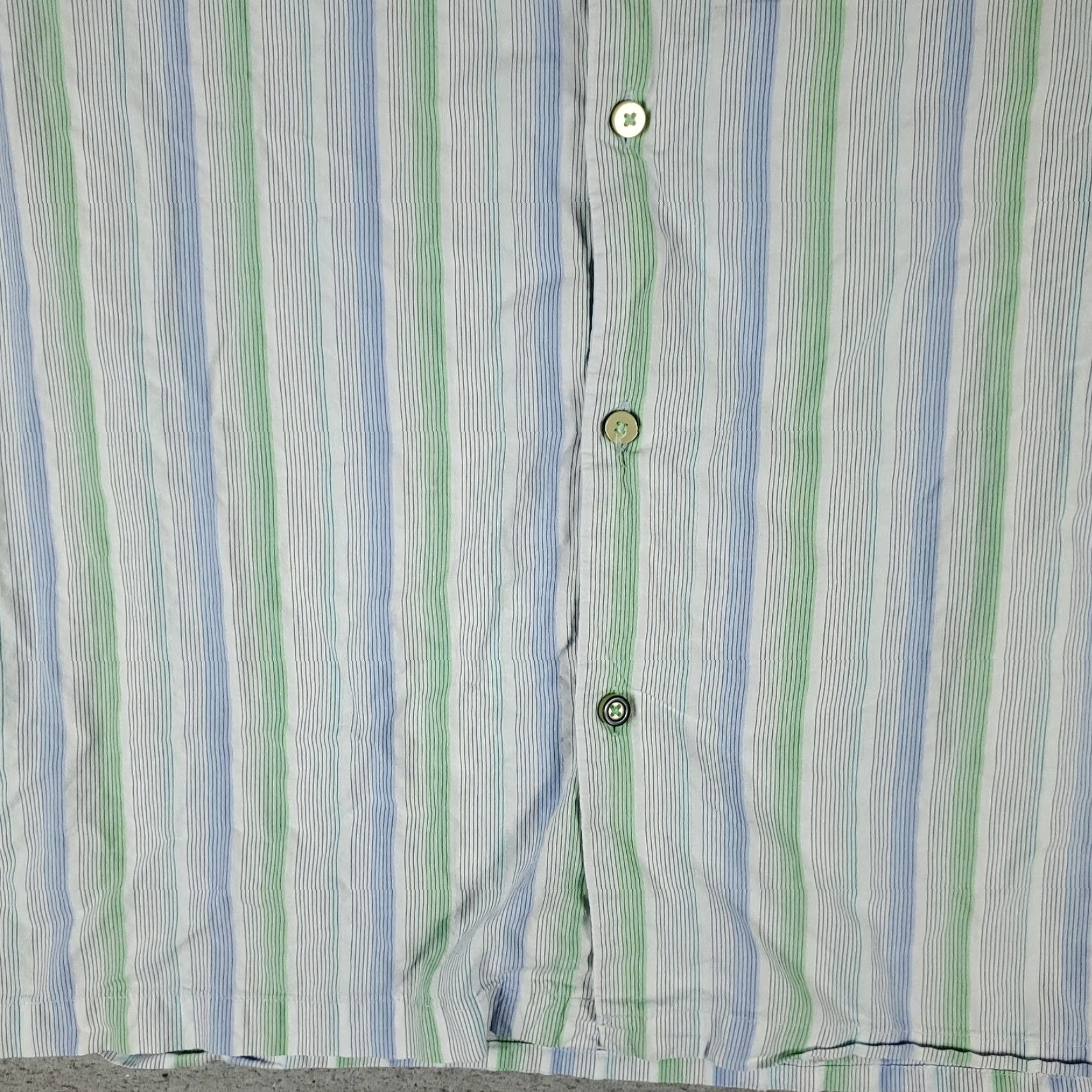 Tommy Bahama Tommy Bahama Button-Up Shirt Mens XL Blue Green Striped Cotton Short Sleeve Tropical Size US XL / EU 56 / 4 - 3 Thumbnail