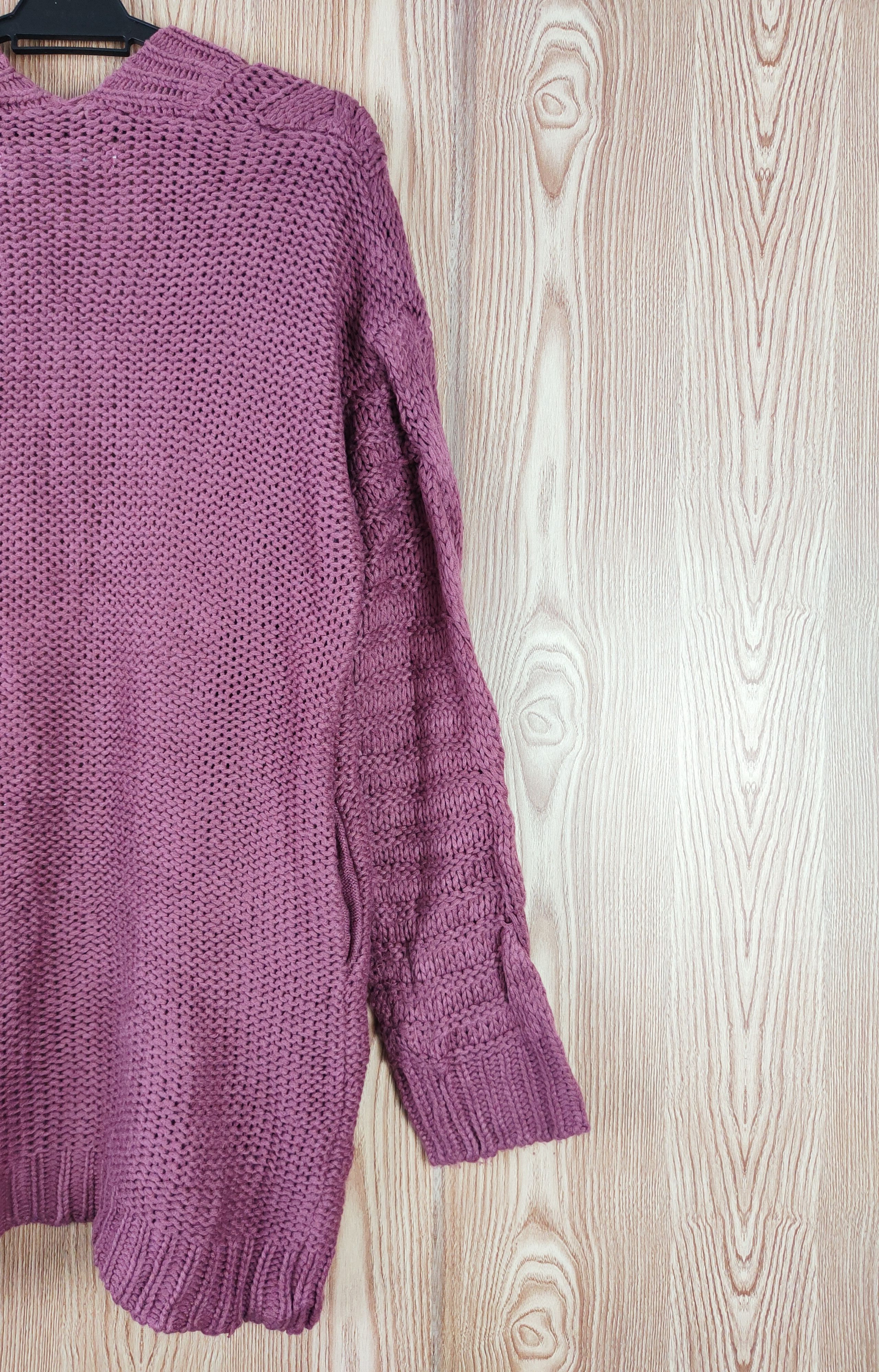 Japanese Brand Ray Cassin Favori Magenta cable Knitwear Cardigan #W313 Size L / US 10 / IT 46 - 9 Thumbnail