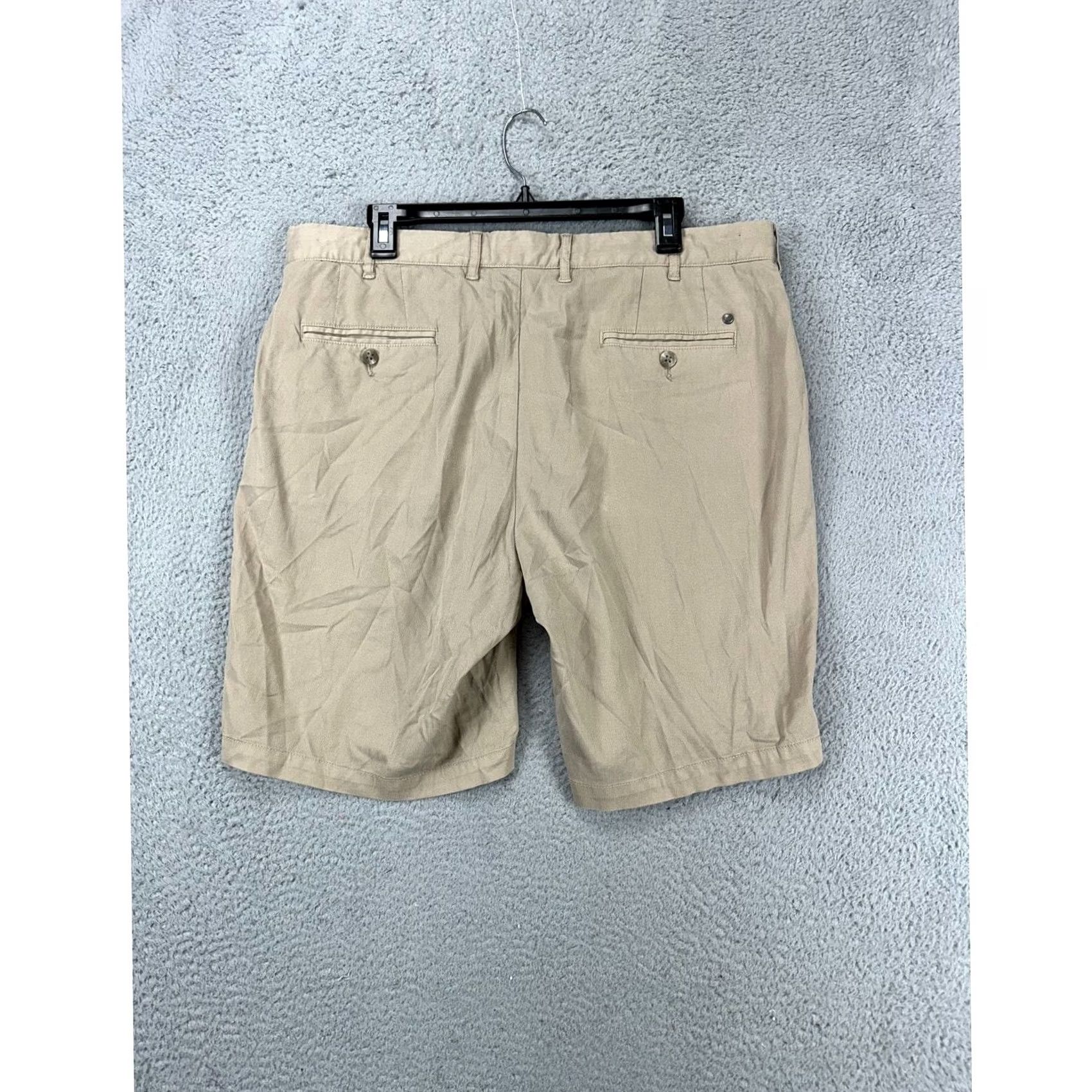 Peter Millar Peter Millar Shorts Mens 36 Tan Khakis Chino Flat Front Pockets Stretch Casual Cotton Tencel Spandex Outdoor White Brown Mens Size US 36 / EU 52 - 3 Thumbnail