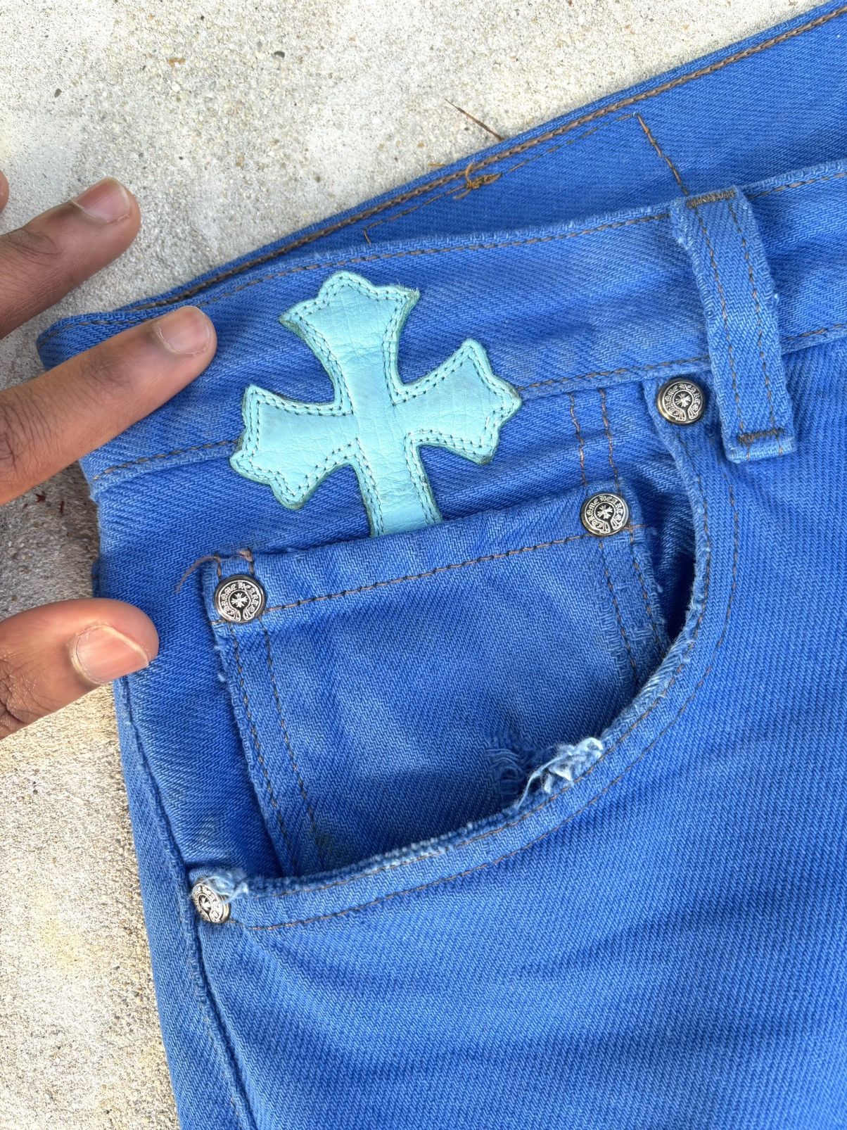 Chrome Hearts Chrome Hearts Blue London Exclusive Jeans Size US 33 - 4 Thumbnail