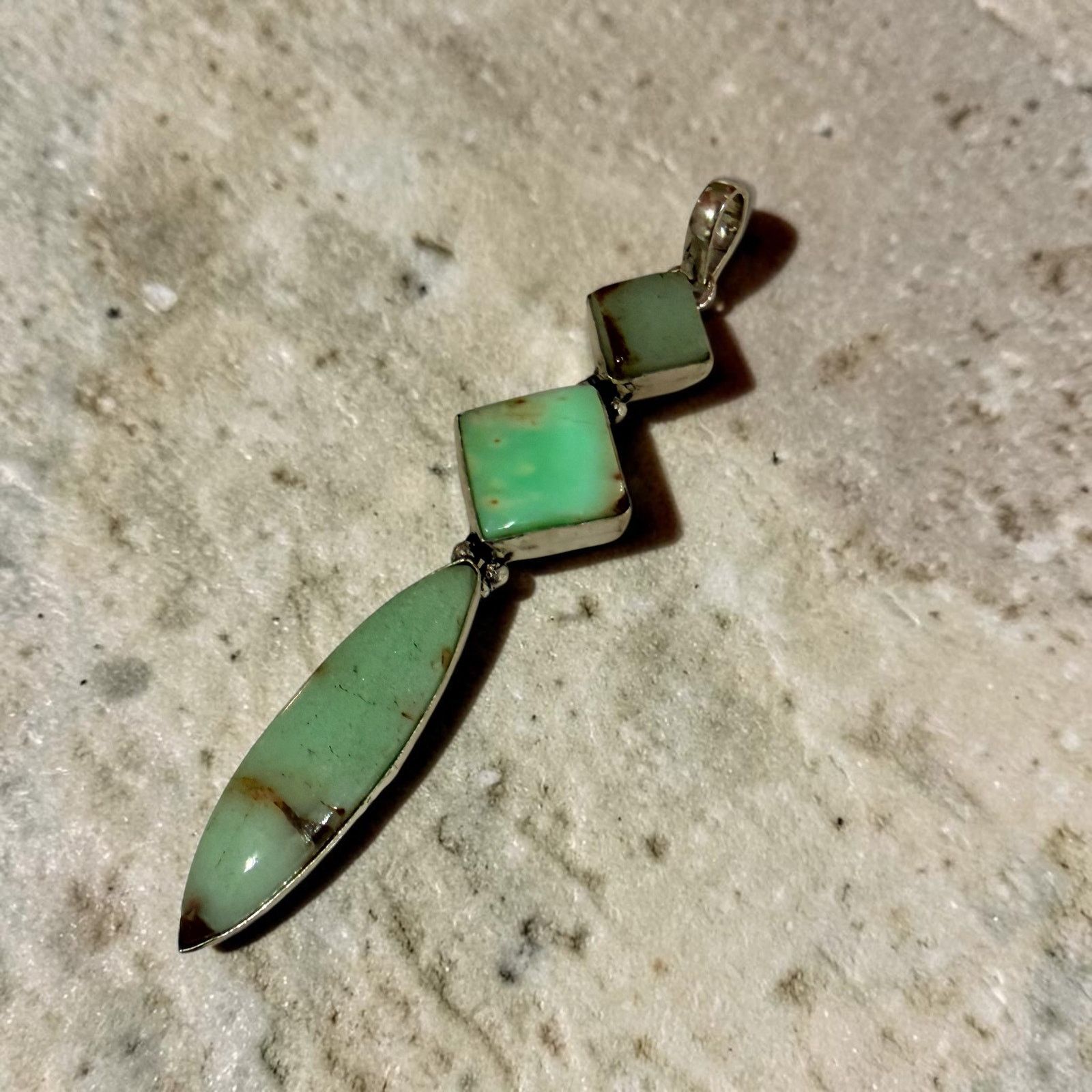 The Unbranded Brand Chrysoprase Geometric Pendant 925 Silver Overlay Size ONE SIZE - 3 Thumbnail