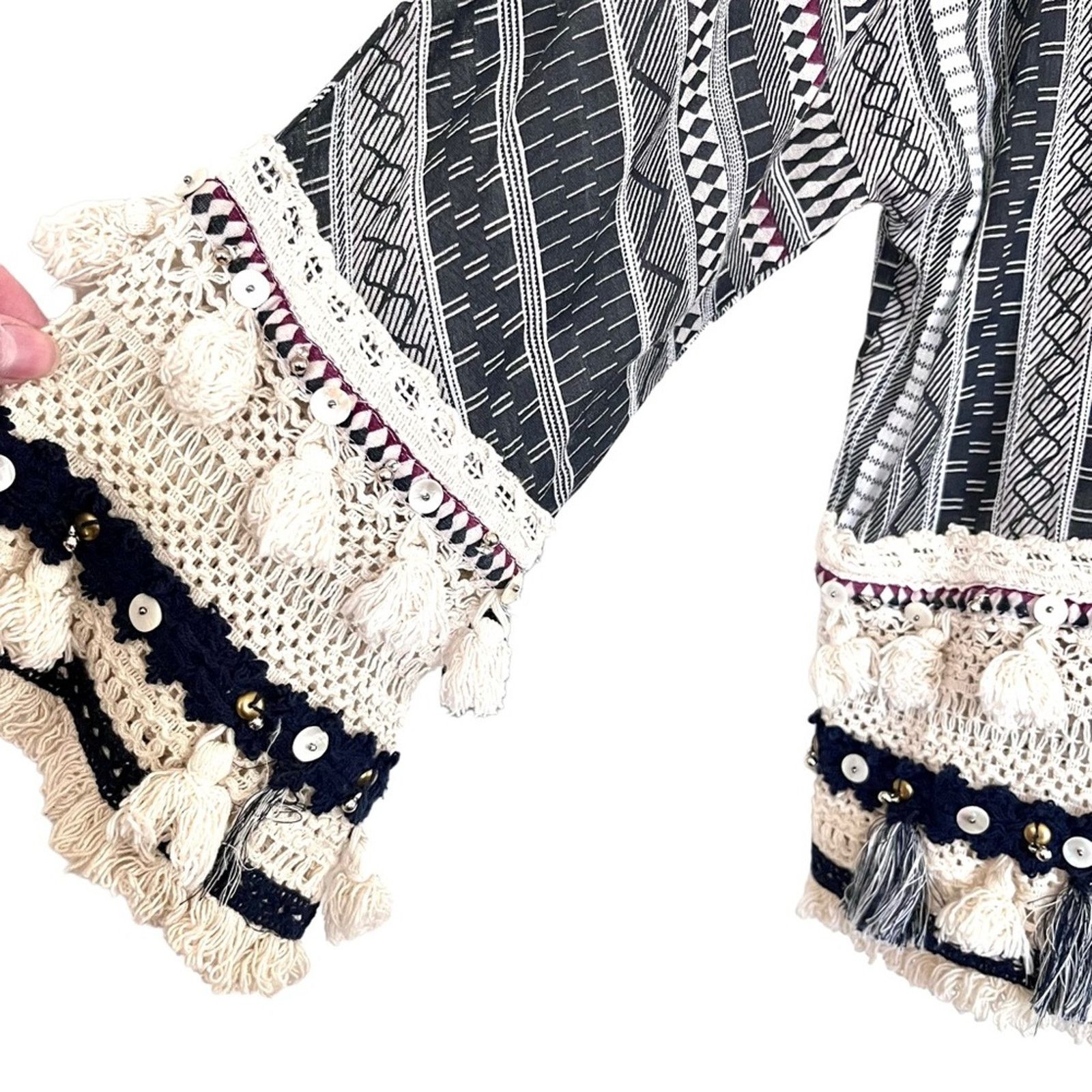 Zara ZARA Tassel Boho Trimmed Tribal Print Cardigan Poncho Size M / US 6-8 / IT 42-44 - 5 Thumbnail