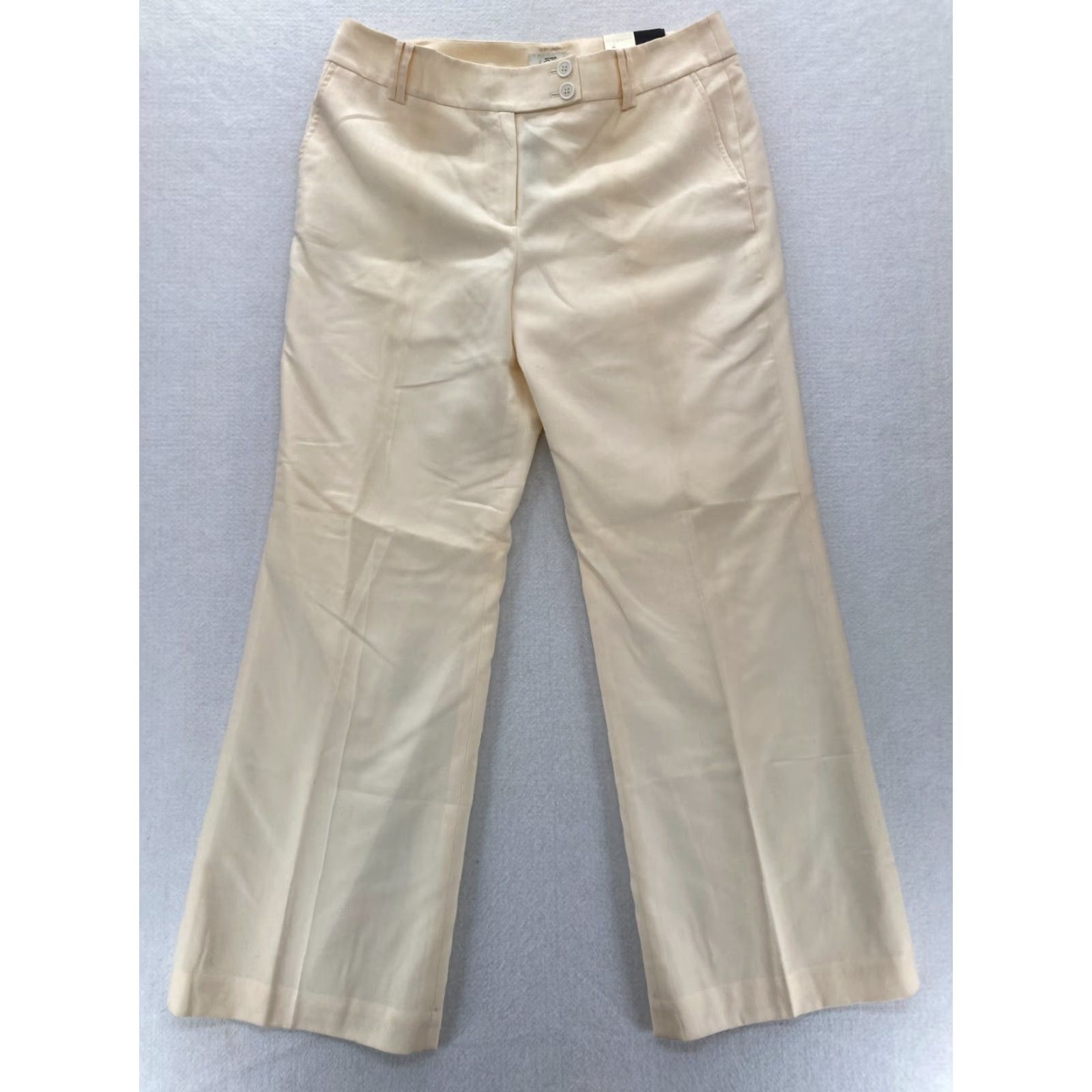 Ann Taylor Ann Taylor Ann Pants Women's 12 Flared Leg Beige Wool Dress Pant High Rise Lined Size 34" / US 12 / IT 48 - 2 Thumbnail