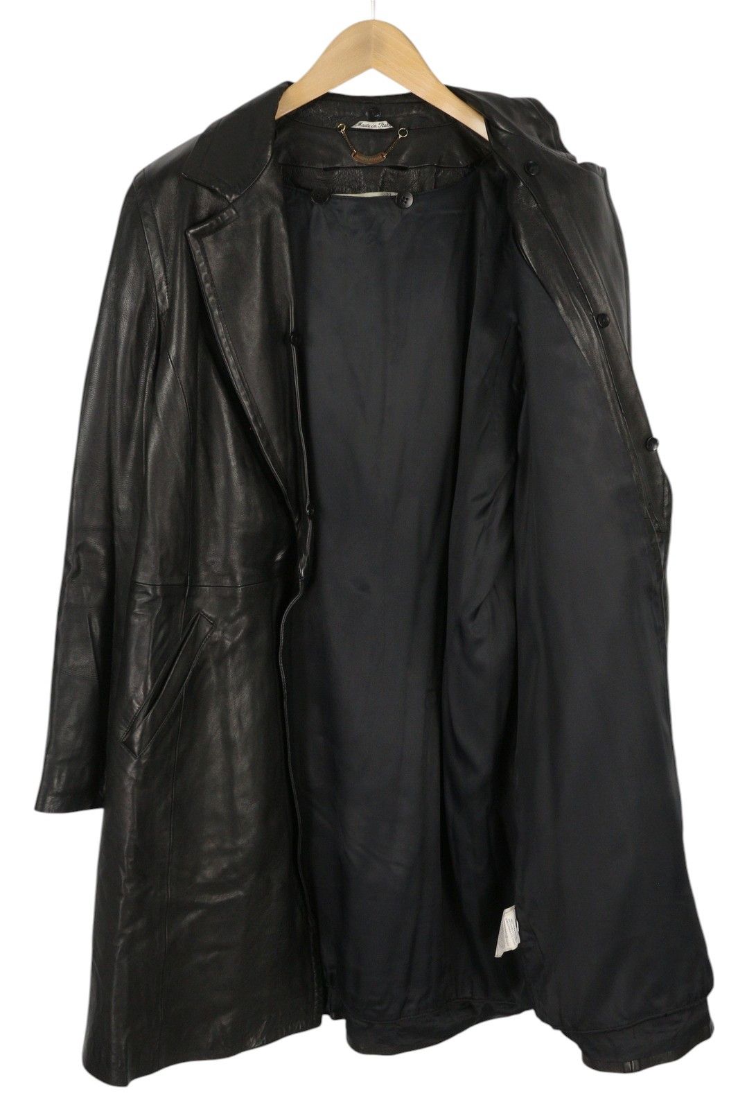 Marina Rinaldi M Vintage Black Leather Removable Lining Mid-Length 86460 Size M / US 6-8 / IT 42-44 - 4 Thumbnail