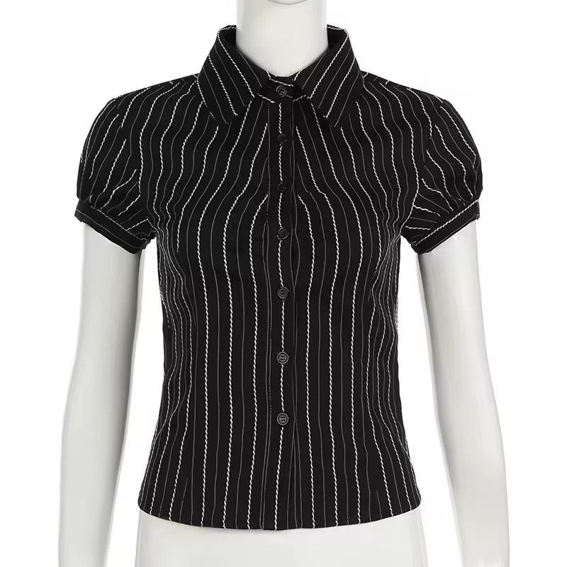 Other Retro Striped Y2k Blouse Vintage Casual Women’s Shirt Size S / US 4 / IT 40 - 6 Thumbnail