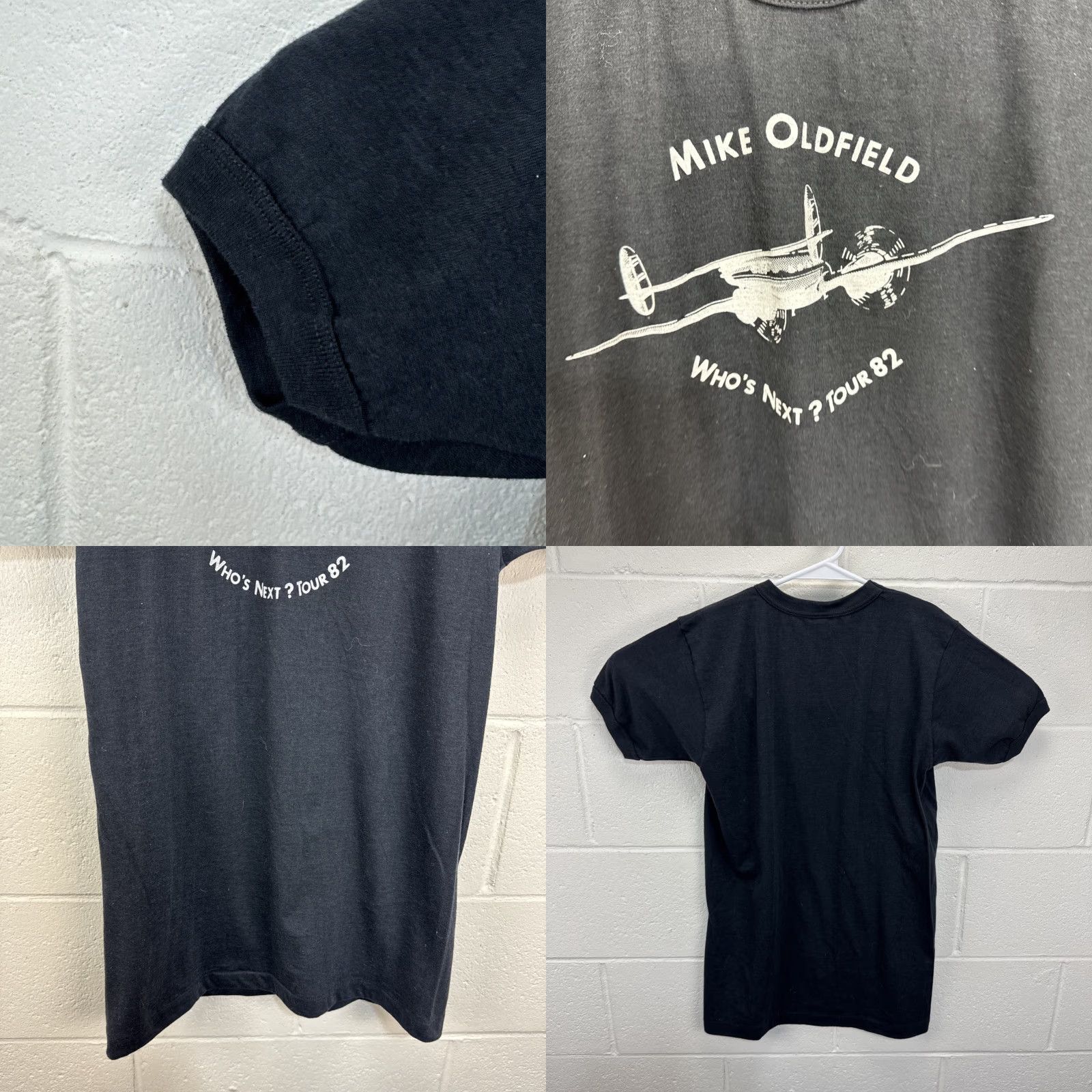 Vintage VINTAGE Mike Oldfield World Tour T-Shirt 1982 Black Cotton Small Unisex Tiger Brand Graphic Tee Rockabilly 1980s Canada Mens Womens Boys Girls Size US S / EU 44-46 / 1 - 8 Thumbnail