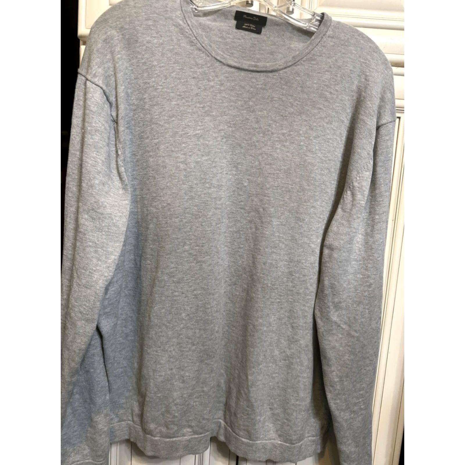 Massimo Dutti Massimo Dutti Men’s Cotton Crewneck Long Sleeve Pullover Sweater Gray Large Size US L / EU 52-54 / 3 - 3 Thumbnail