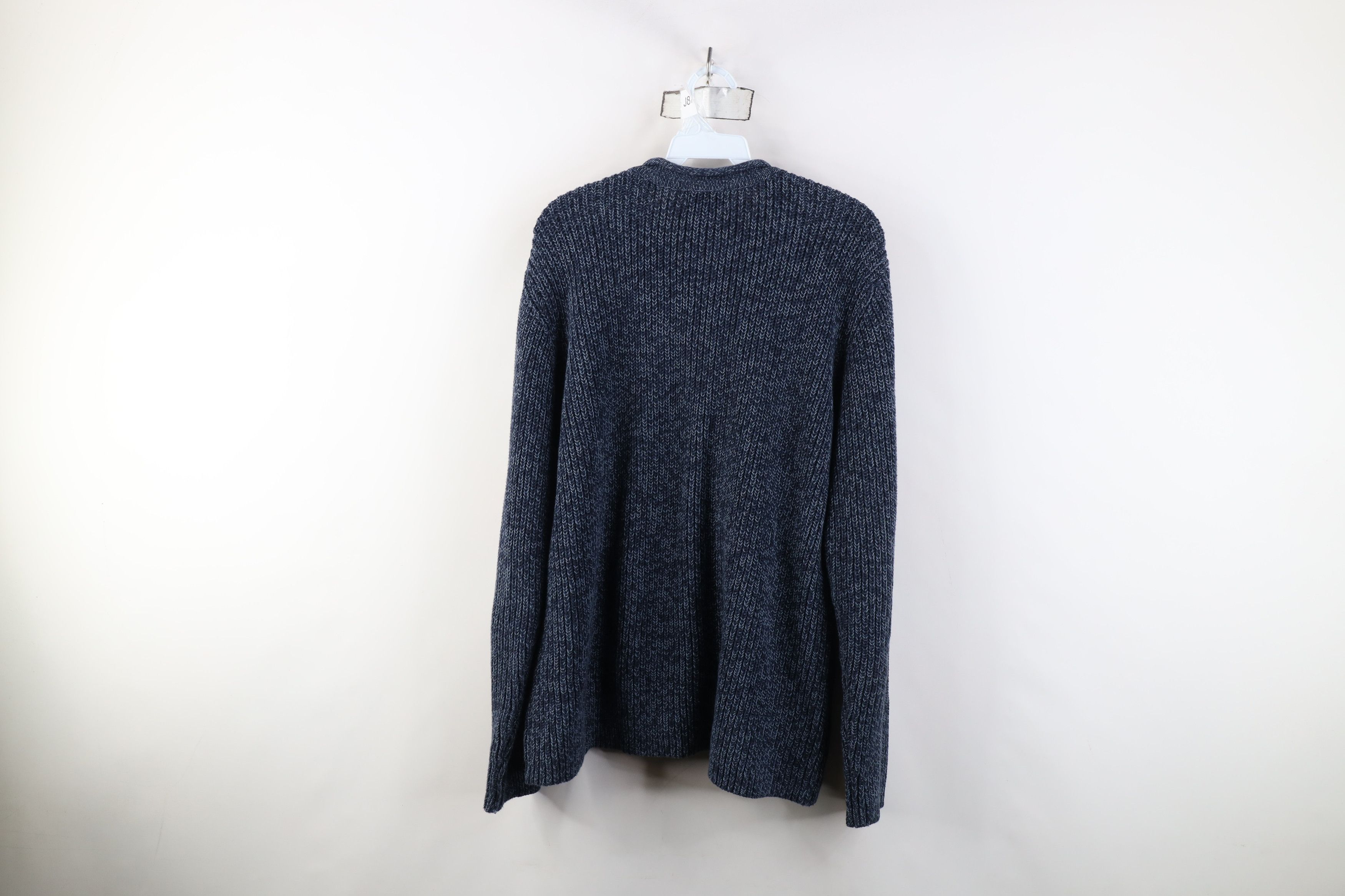 L.L. Bean Vintage 90s LL Bean Ribbed Knit Henley Sweater Blue Cotton Size US L / EU 52-54 / 3 - 9 Thumbnail