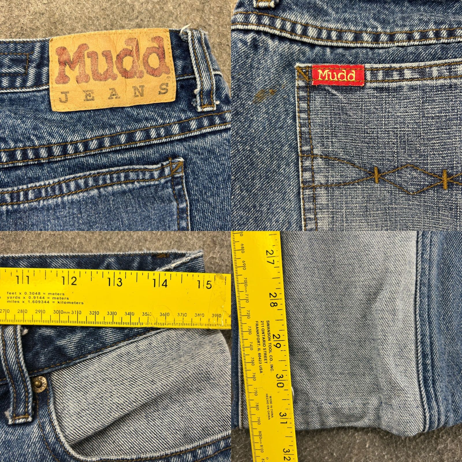 Bell VINTAGE Mudd Jeans Womens 5 Denim Bell Bottom Flare Patchwork Low Rise 90s Blue Size 27" / US 4 / IT 40 - 8 Thumbnail