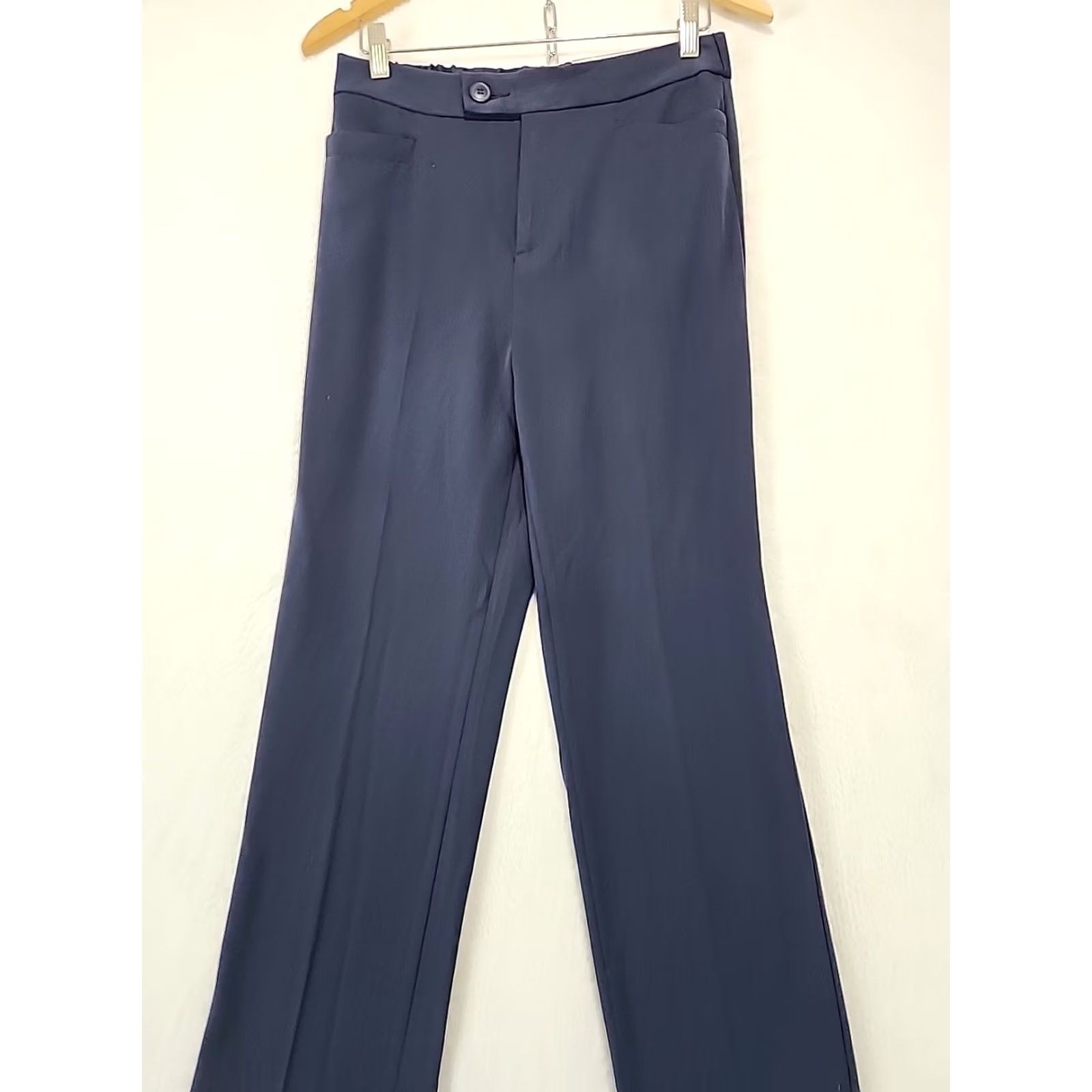 Vintage Christopher & Banks Downtown Straight Leg Pants Women 6S Navy Blue Twill Stretch Flat Front Zip Button Dress Pants 90s City Workwear Mens Womens"} Size 28" / US 6 / IT 42 - 3 Thumbnail