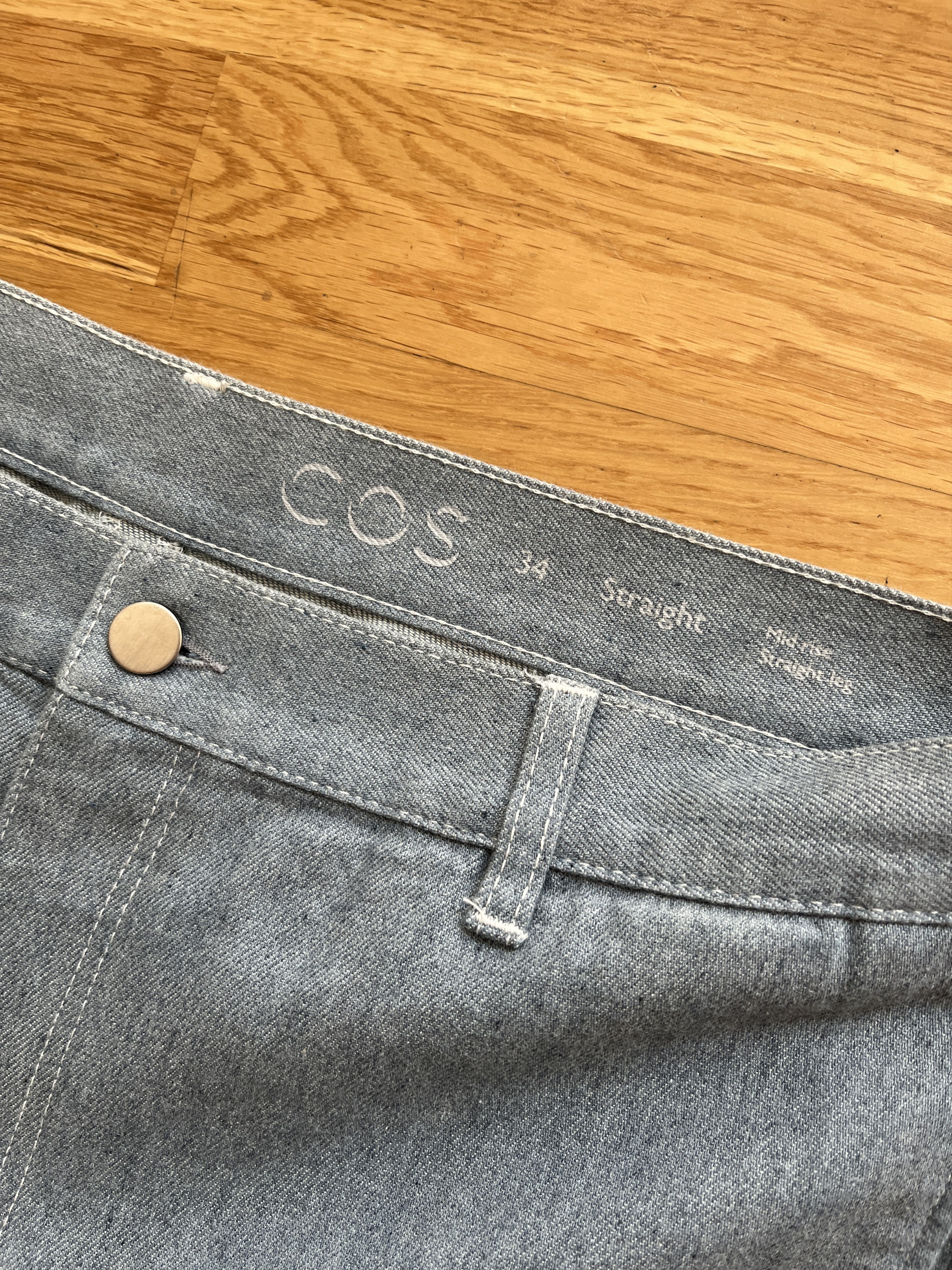 Cos Cos Mens Organic Cotton Denim Cargo Trousers 34 Light blue Size US 34 / EU 50 - 10 Thumbnail