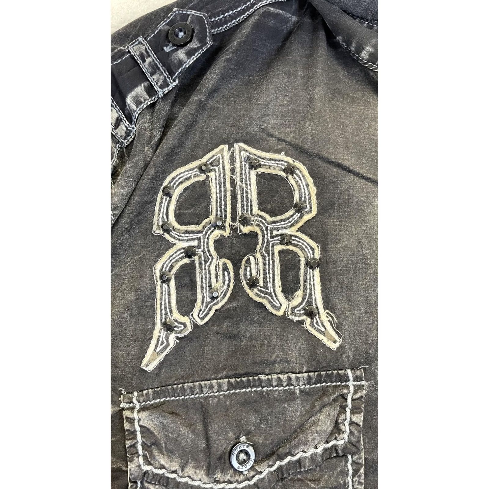 Roar Roar Shirt Mens Large Black Signature Embroidered Western Contrast Stitch Snap Size US L / EU 52-54 / 3 - 2 Thumbnail