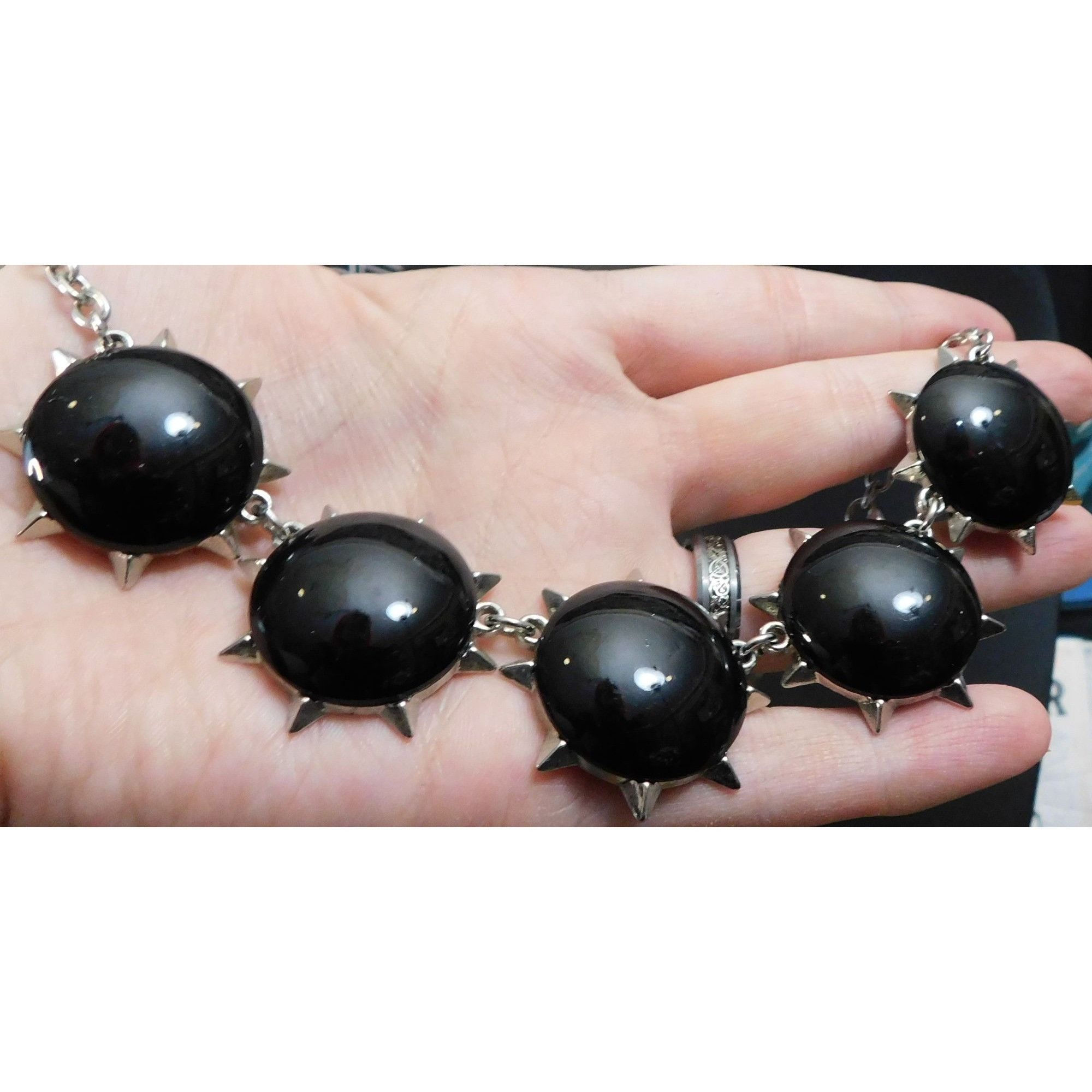 Other Gothic Punk Black Spiked Cabochon Necklace Size ONE SIZE - 2 Thumbnail