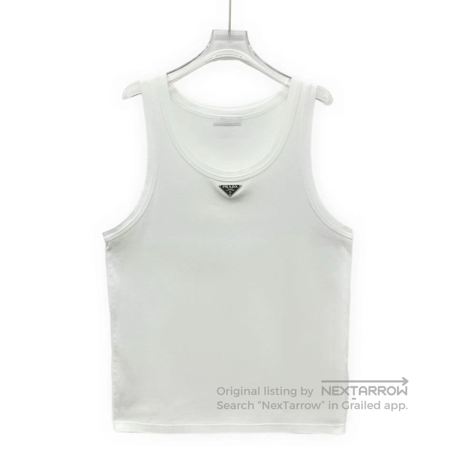 Prada Prada White Triangle Logo Cotton Round Neck Sleeveless Ves Size M / US 6-8 / IT 42-44 - 1 Thumbnail