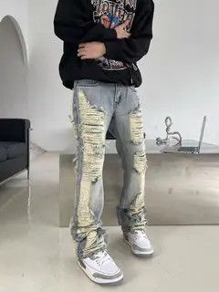 Jean VIBE Vintage Street Hip Hop Y2K Brown Micro Flare Jeans Size US 32 / EU 48 - 6 Thumbnail