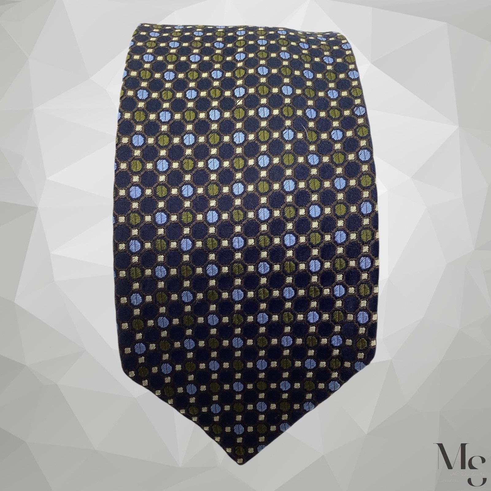 Brioni BRIONI Navy & Green Geometric Silk Tie Hand Made In Italy 61 Size ONE SIZE - 3 Thumbnail