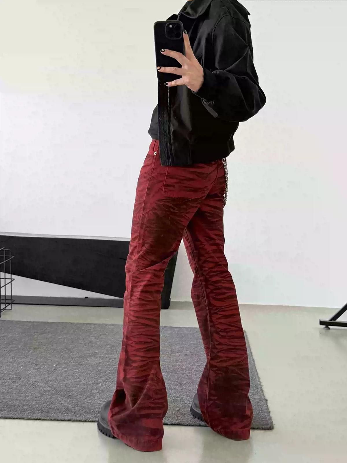 Other Red Tiger Print Stacked Pants Size US 30 / EU 46 - 6 Thumbnail
