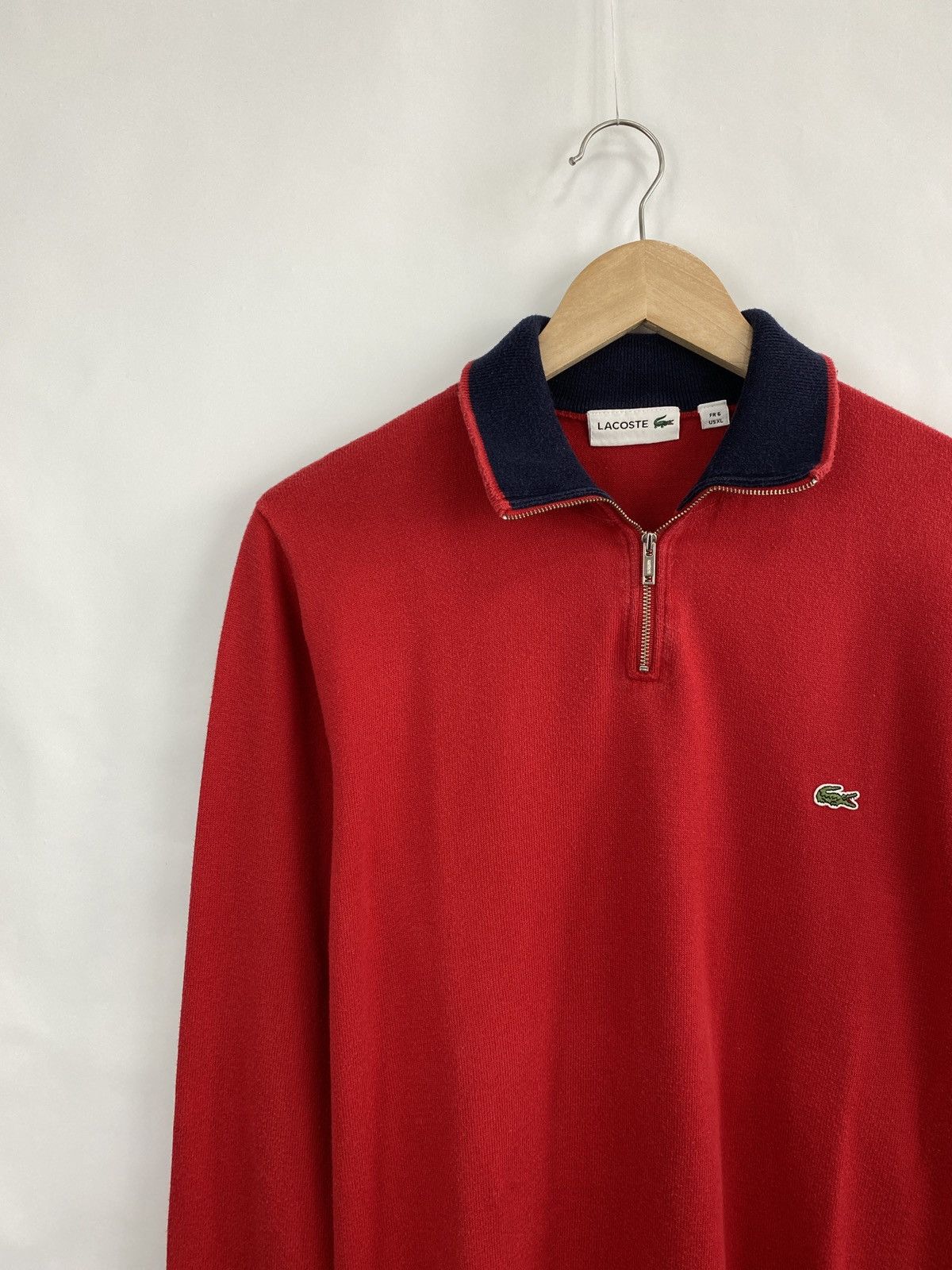 Lacoste 🇺🇸 Y2K Lacoste 1/4 Zip Hoodie College Style Hype Rare Size US XL / EU 56 / 4 - 2 Thumbnail