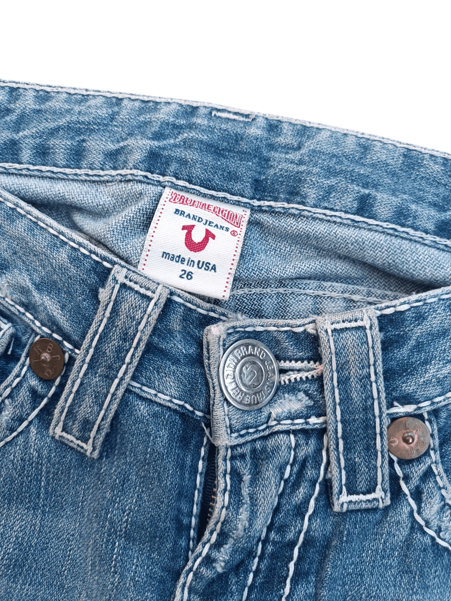 American Apparel × True Religion FLARED 💥 TRUE RELIGION DISTRESSED JOEY BIG T DENIM TR13 Size 27" / US 4 / IT 40 - 12 Thumbnail
