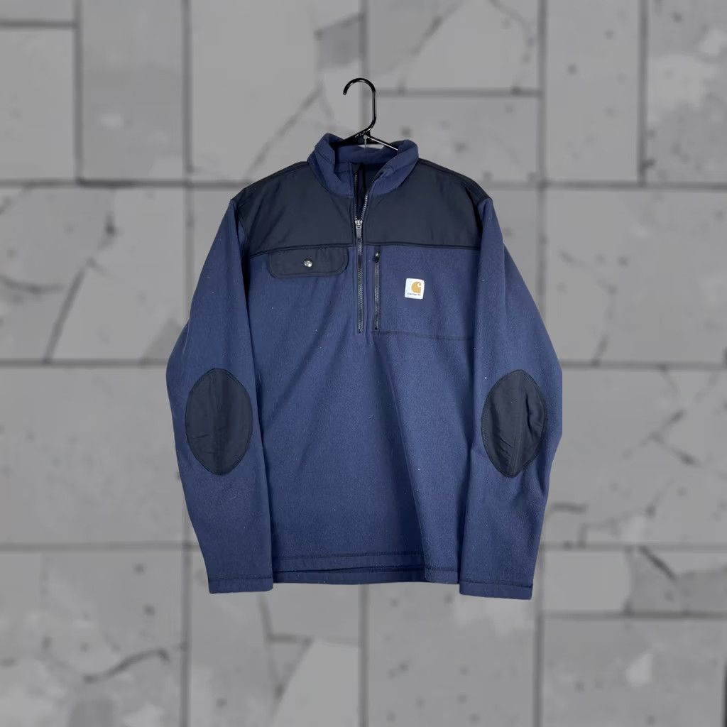 Carhartt Carhartt Jacket Mens Medium Blue 1/4 Zip Fleece Pullover Elbow Patches Workwear Shirt/Coat/Cozy Outdoor Size US M / EU 48-50 / 2 - 1 Thumbnail