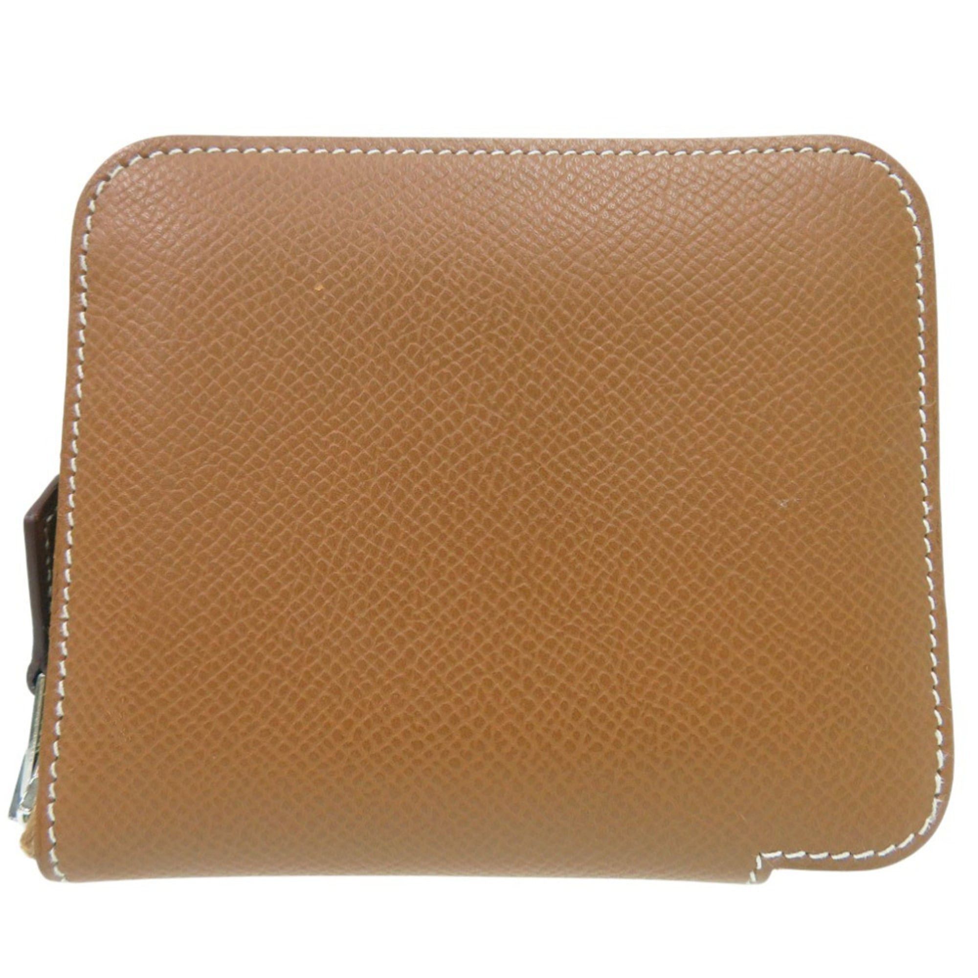 Hermes Hermes Hermès Azap Compact Silkin Gold Round Wallet in Brown Leather with W Stamp, 1635 Size ONE SIZE - 1 Thumbnail