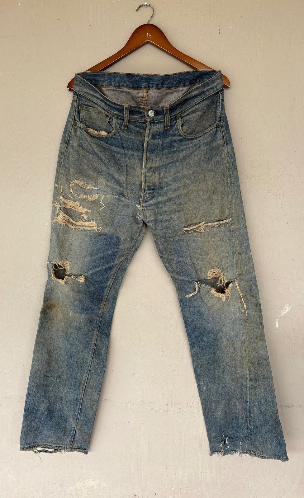 Levi's Vintage Clothing × Vintage VTG 70’s Levi’s 501 Rindem Small e Jeans Button No6 Trash Size US 32 / EU 48 - 1 Thumbnail